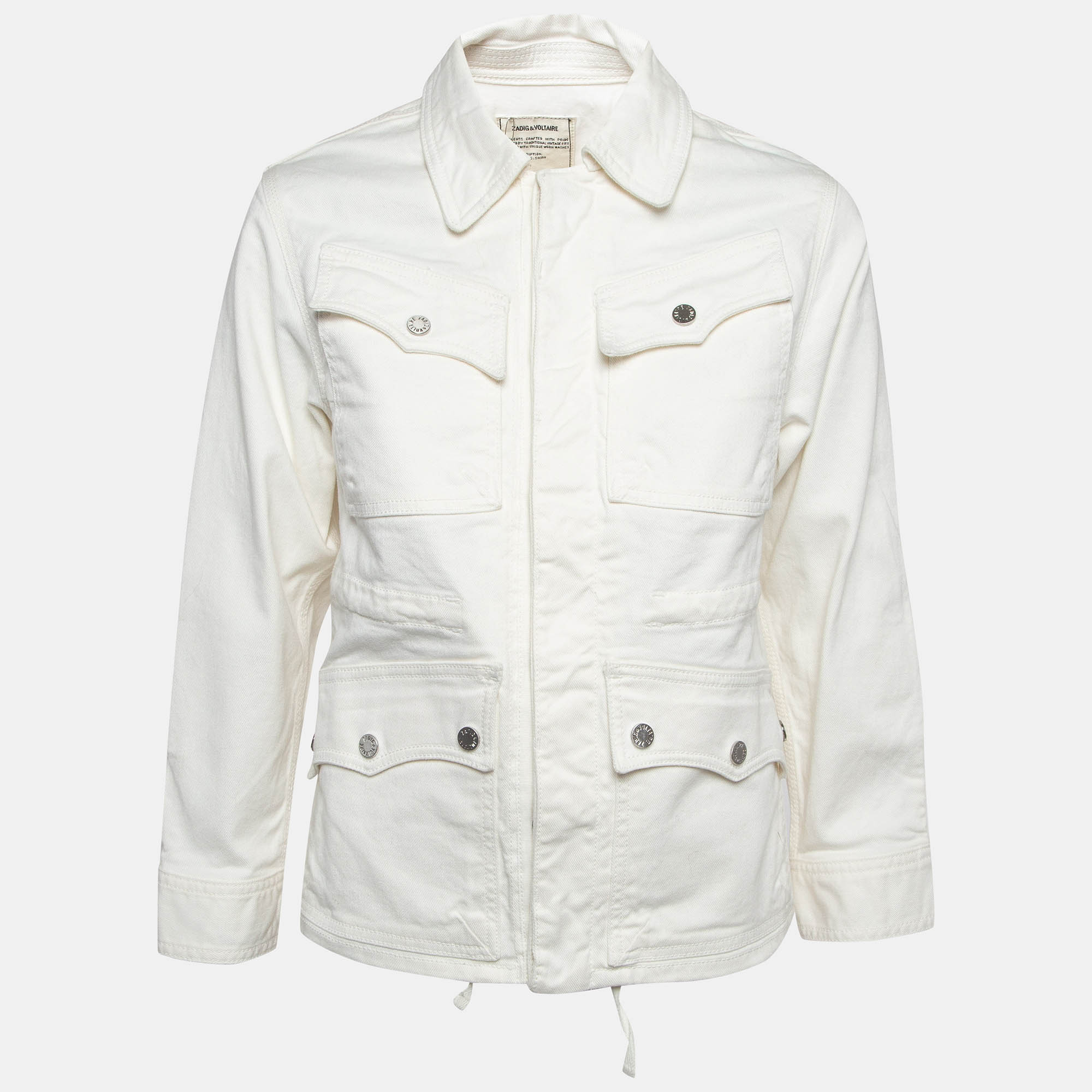 Pre-owned Zadig & Voltaire White Kimi Cotton Drill Denim Jacket Xs
