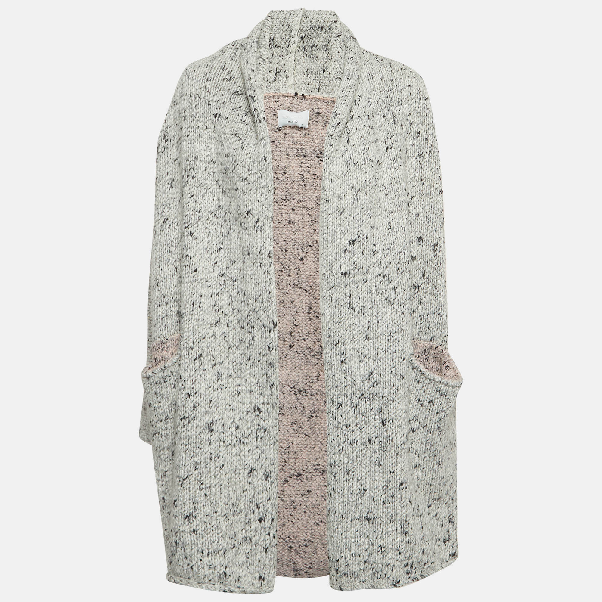 

Zadig & Voltaire Grey/Pink Rib Knit Open Cardigan /S