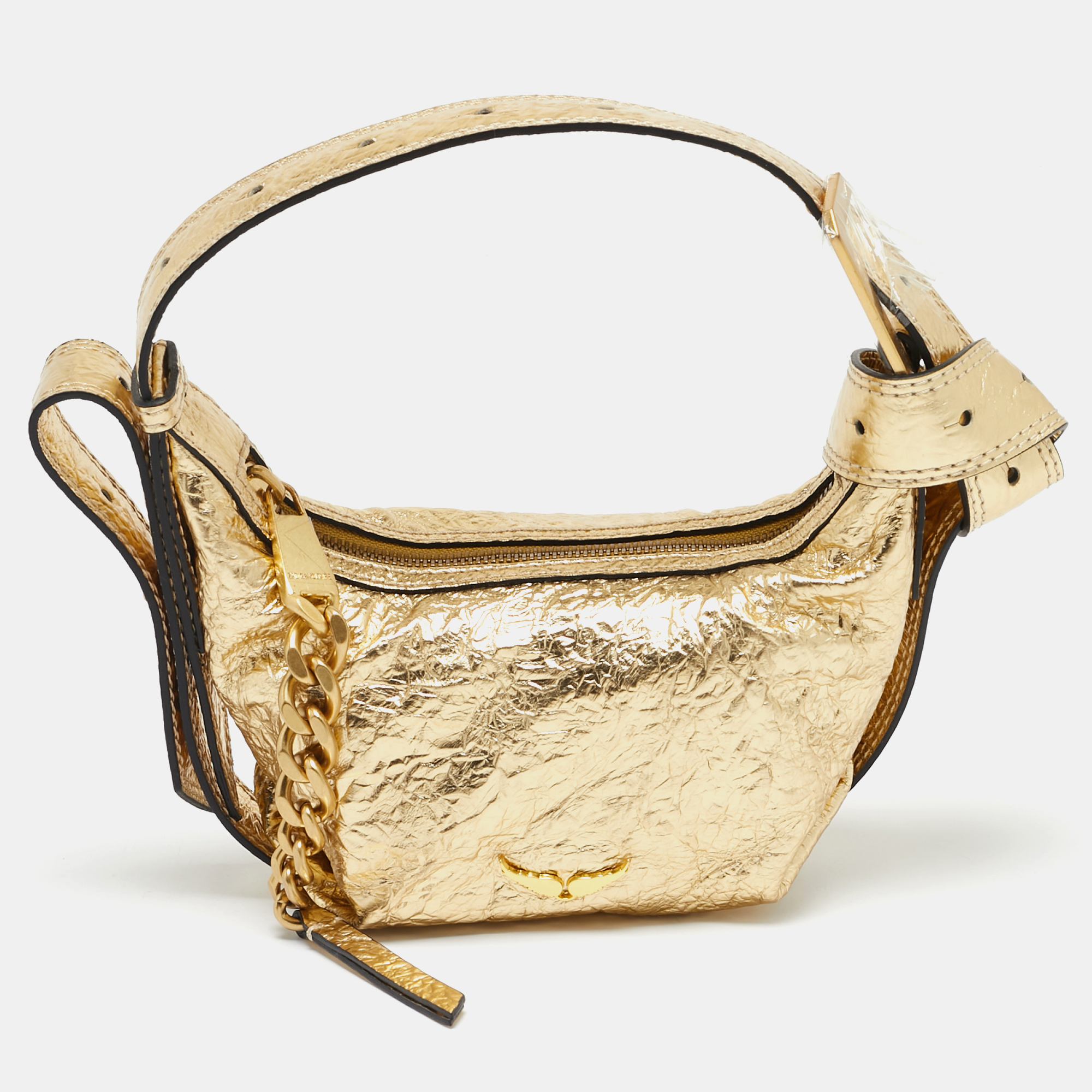 

Zadig & Voltaire Gold Crinkled Leather  Le Cecilia Bag