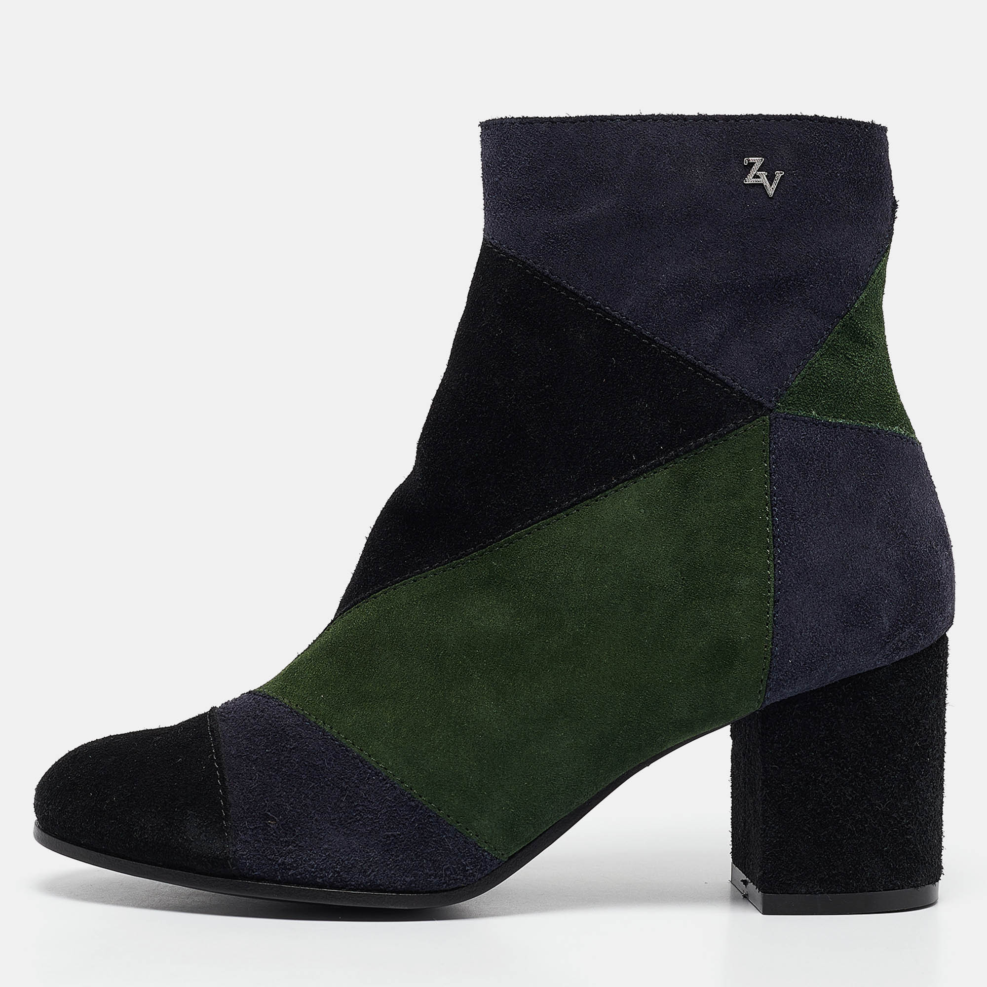 

Zadig & Voltaire Multicolor Suede Block Heel Ankle Booties Size