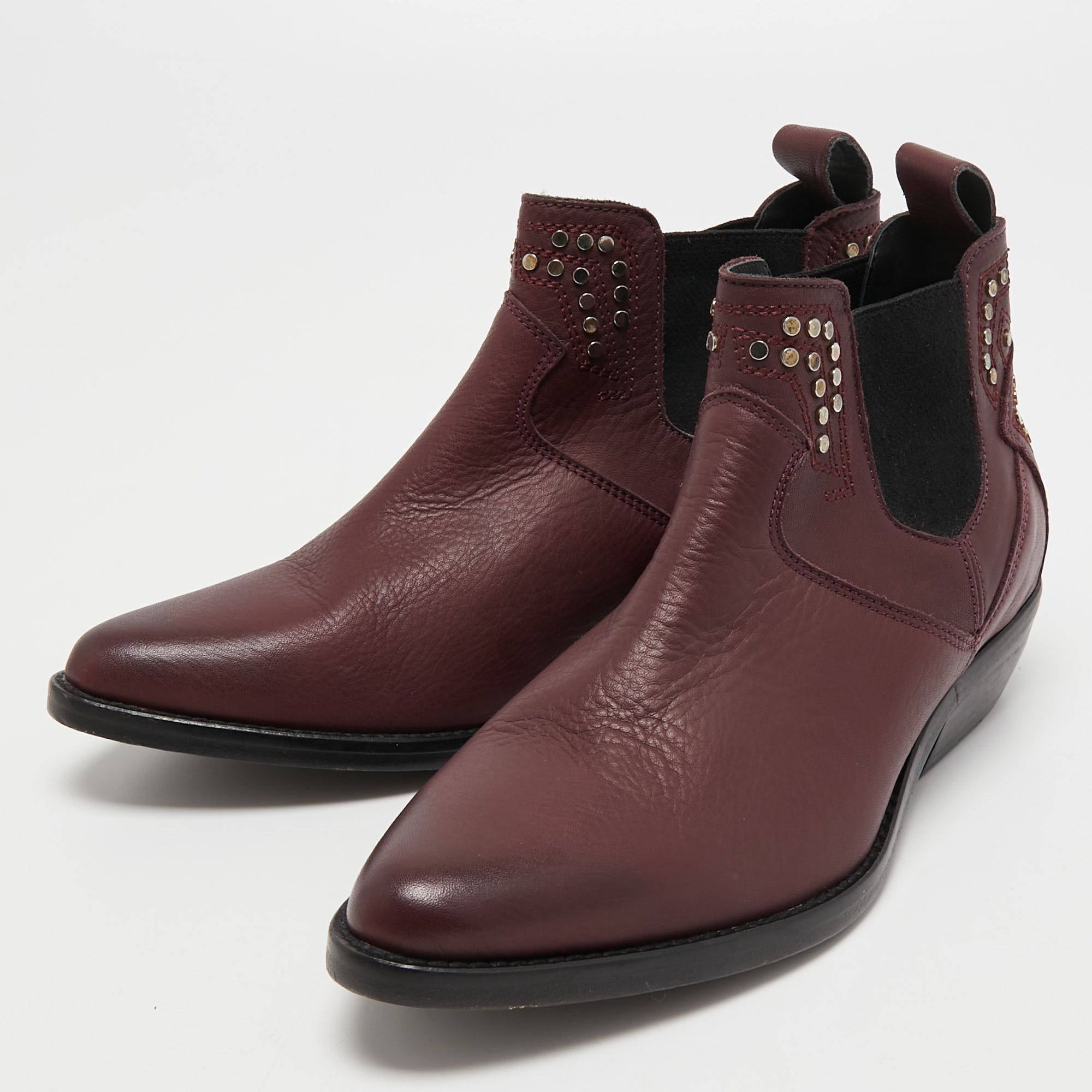 

Zadig and Voltaire Burgundy Leather Thylana Boots Size