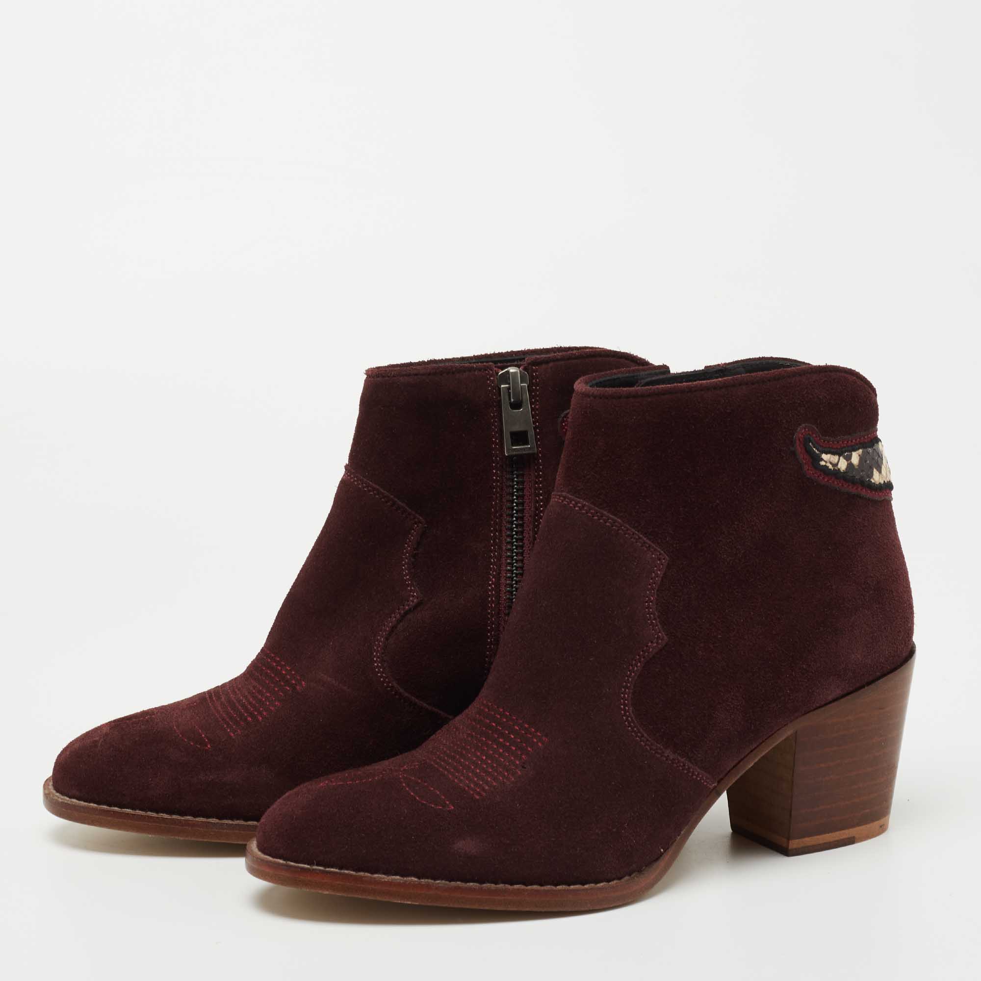 

Zadig and Voltaire Burgundy Suede Ankle Boots Size