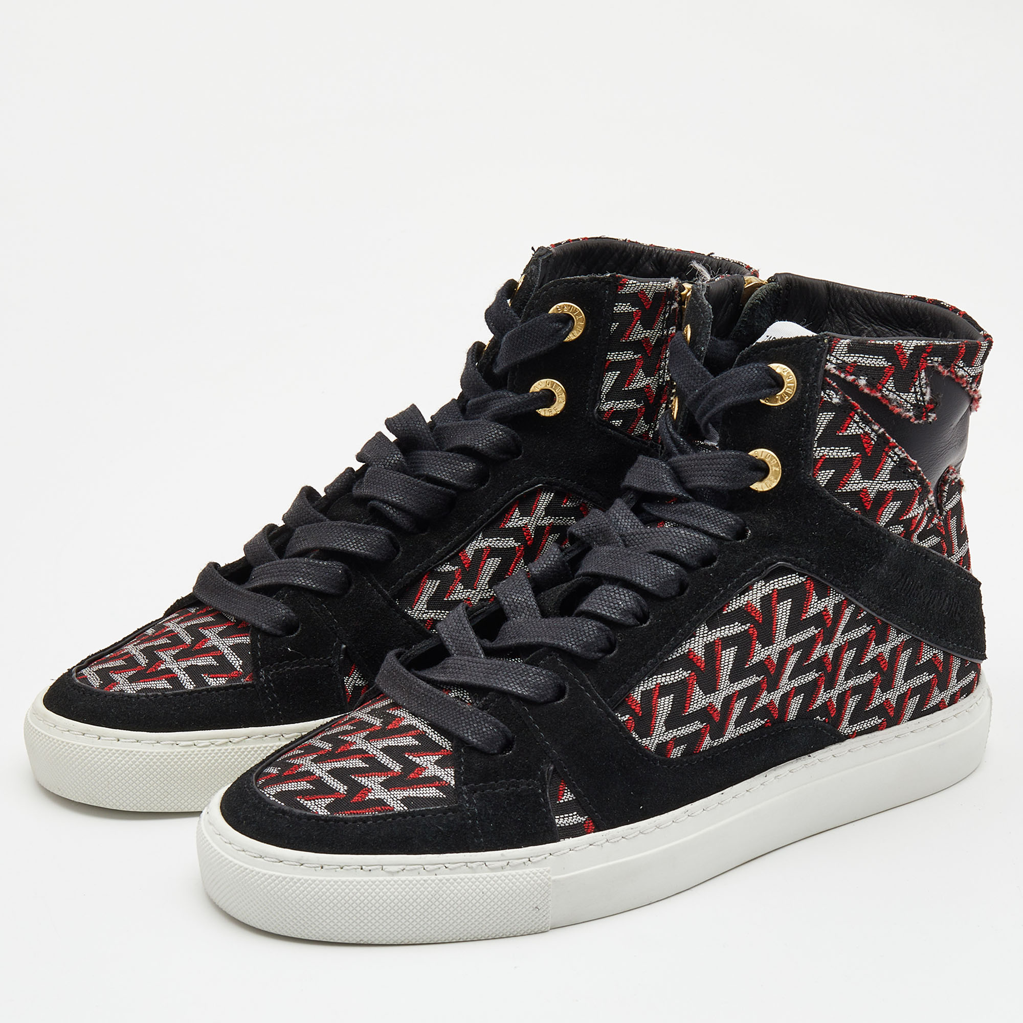 

Zadig & Voltaire Black Canvas and Leather High Top Sneakers Size
