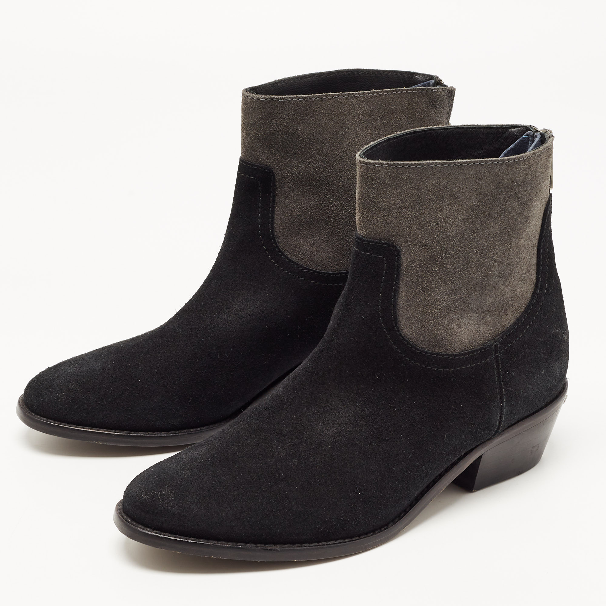 

Zadig & Voltaire Black/Grey Suede Teddy Ankle Boots Size