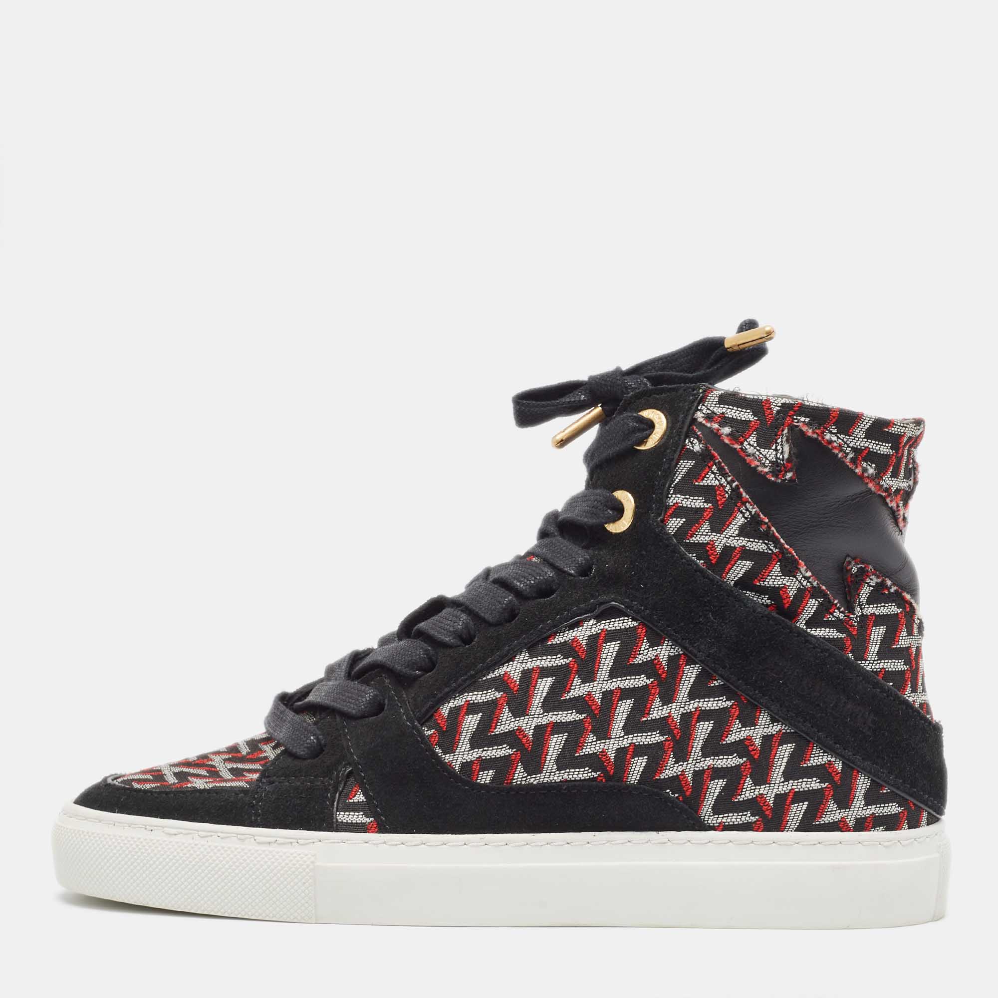 

Zadig & Voltaire Black Suede and Leather High Top Sneakers Size