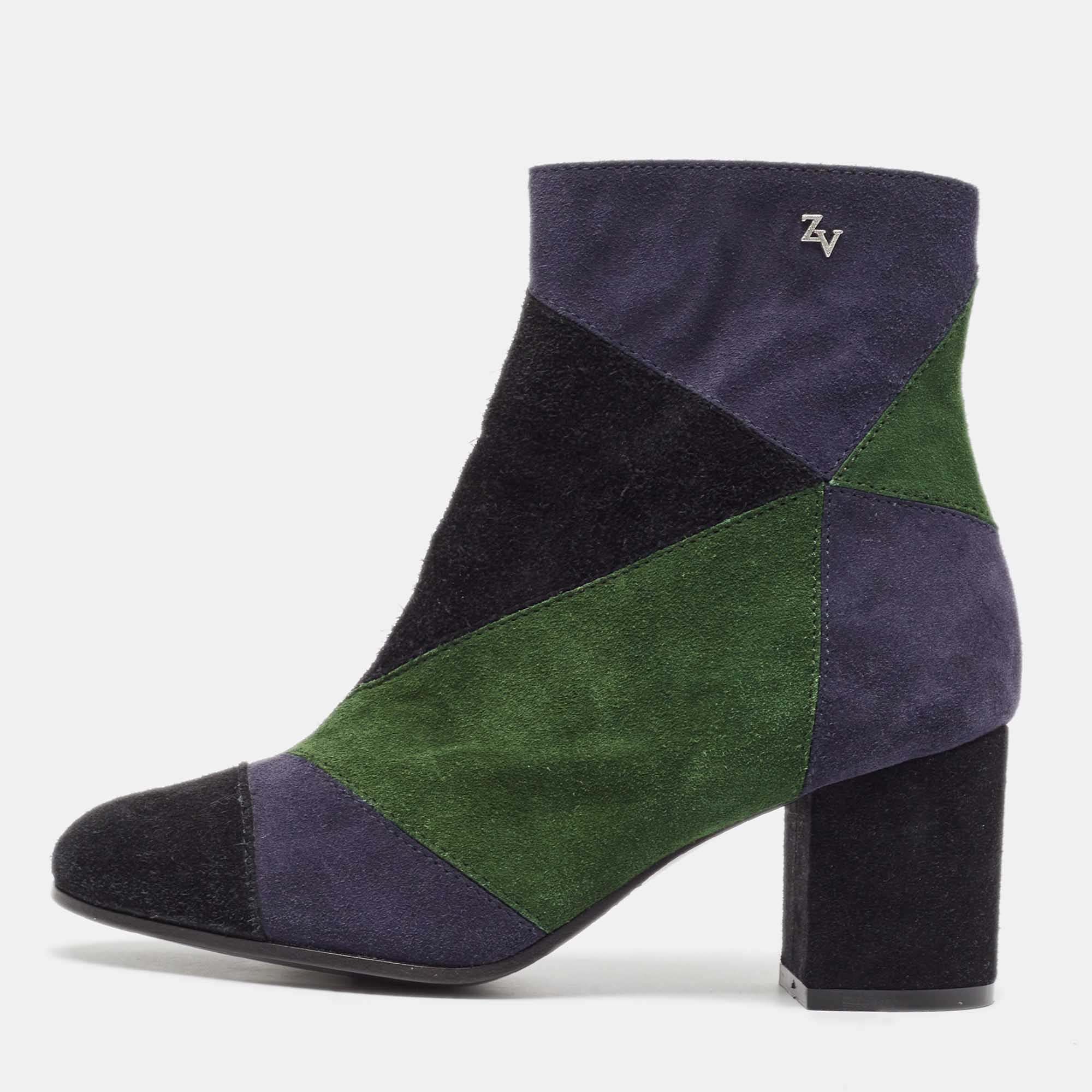 

Zadig & Voltaire Tricolor Suede Ankle Boots Size, Black