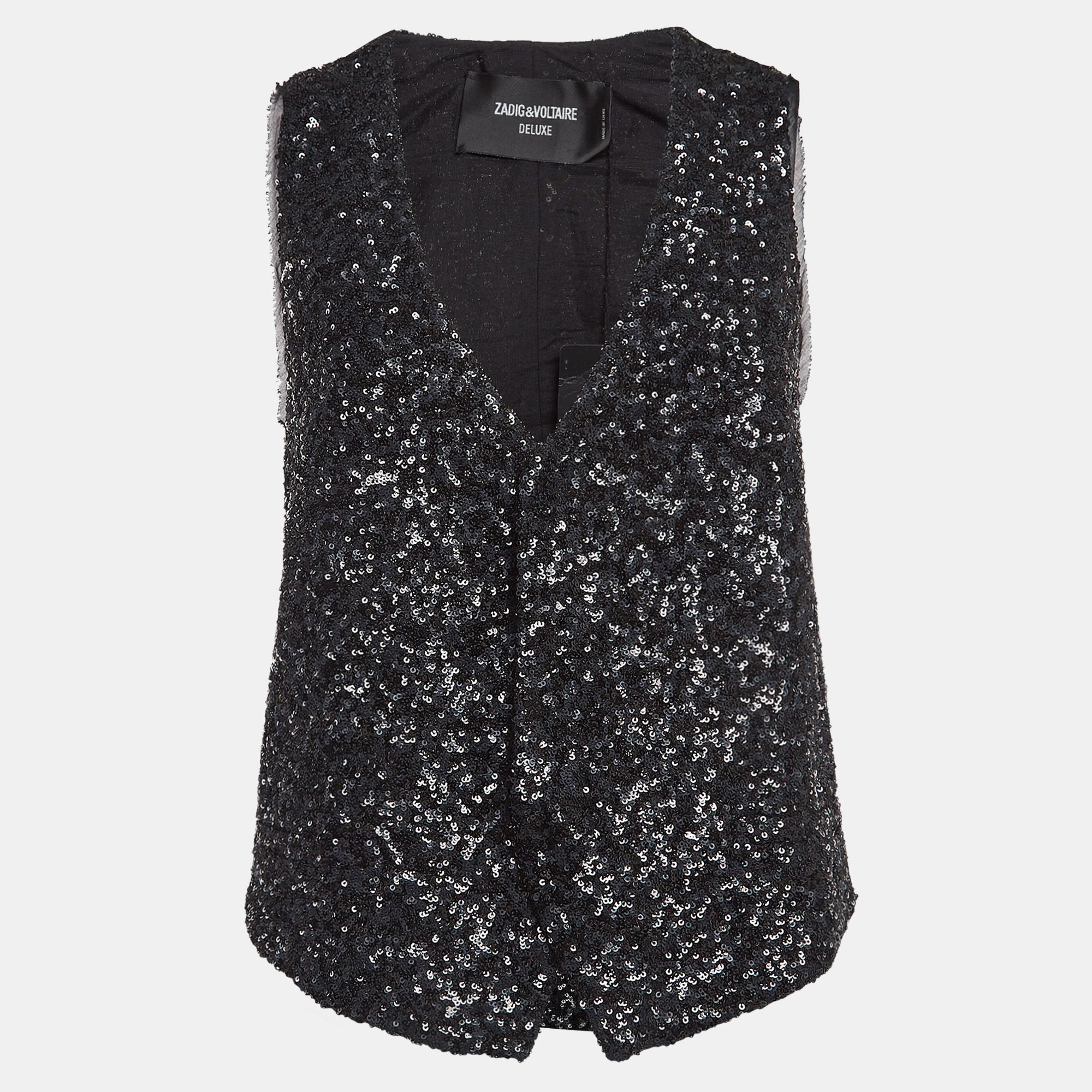 

Zadig & Voltaire Deluxe Black Sequin Cotton Blend Waistcoat M