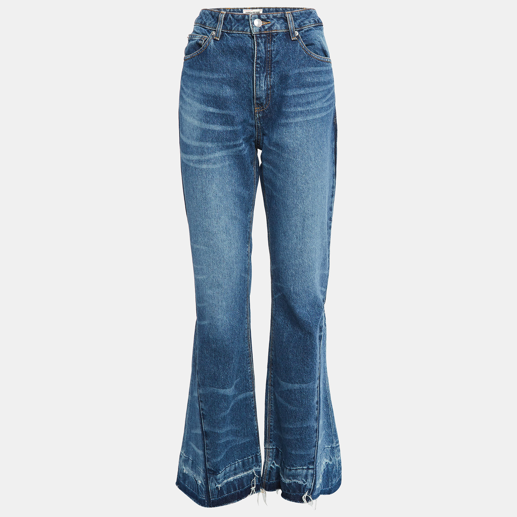 

Zadig & Voltaire Blue Distressed Denim Wide Leg Jeans M