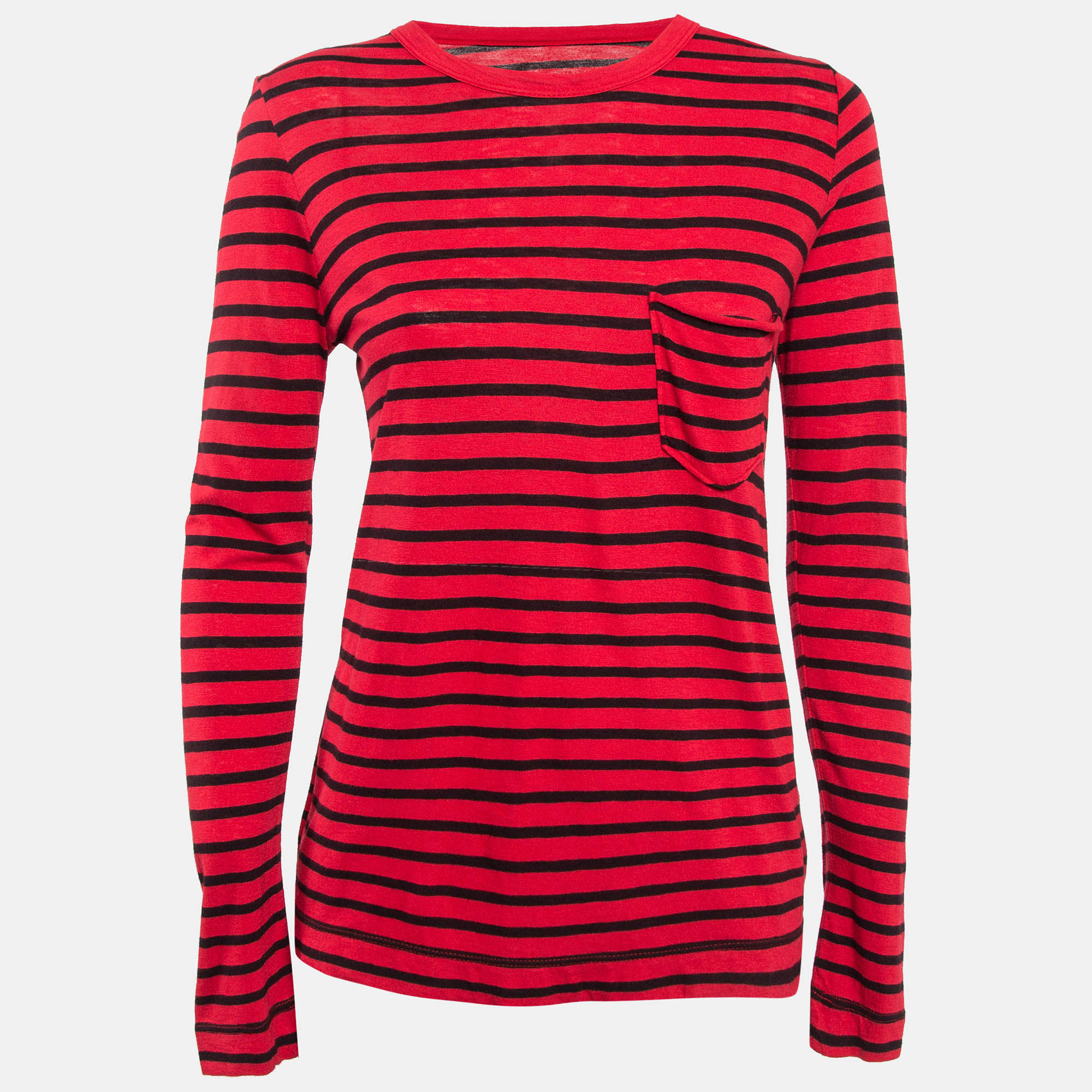 Pre-owned Zadig & Voltaire Red Striped Jersey Long Sleeve T-shirt S