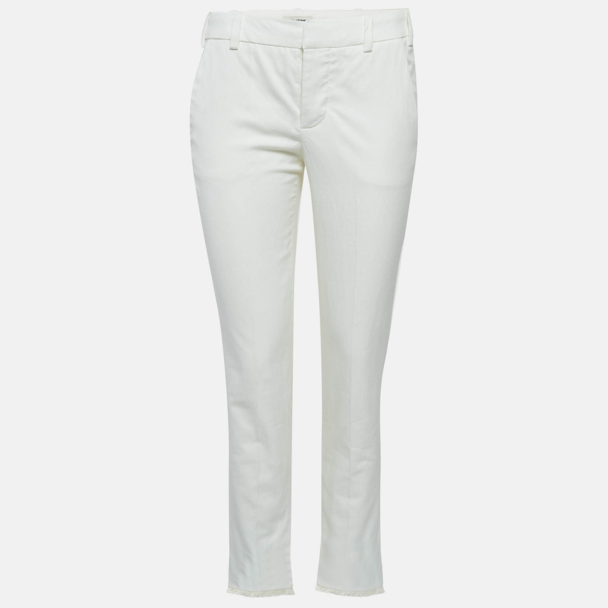 

Zadig & Voltaire White Cotton Prune Frange Pants S