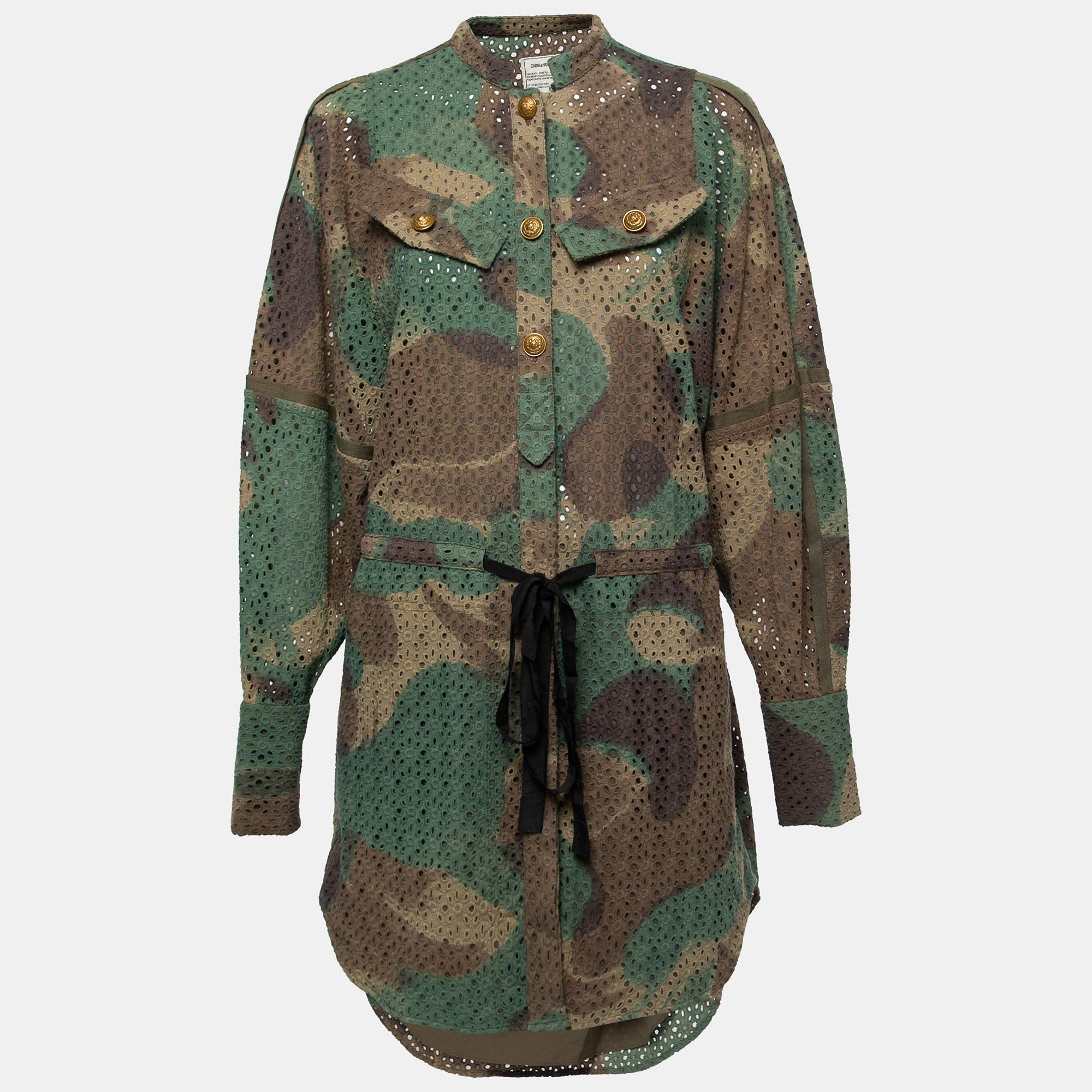 

Zadig & Voltaire Green Camouflage Print Cotton Rafal Short Dress XS