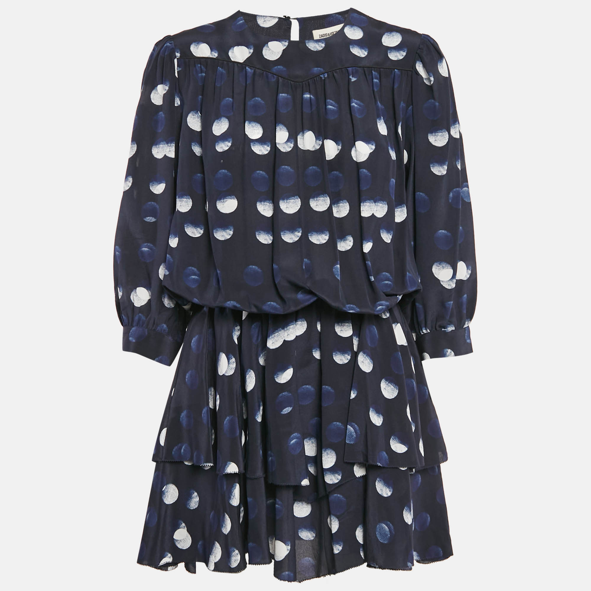 

Zadig & Voltaire Navy Blue Silk Roka Dots Mini Dress L