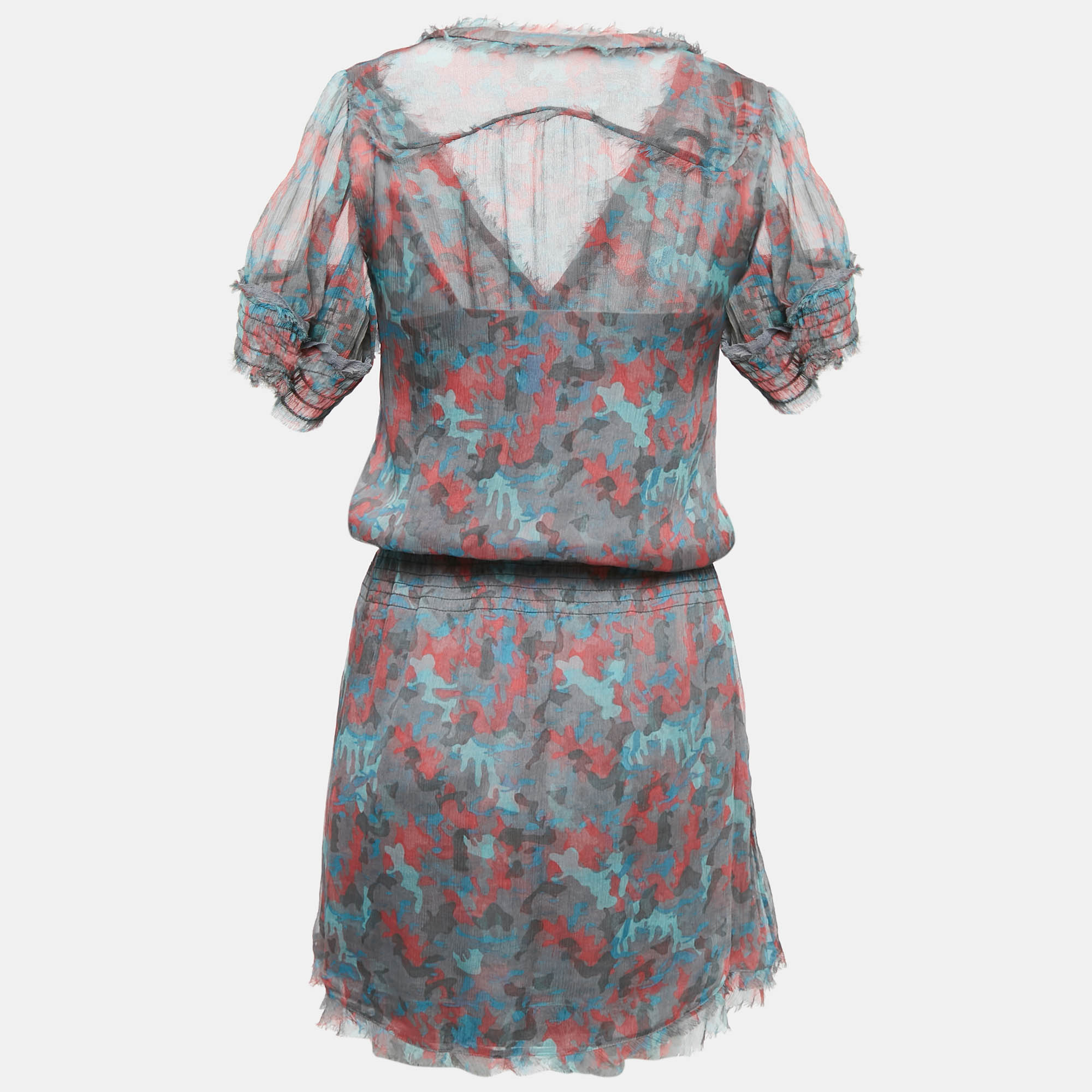 Zadig & Voltaire Deluxe Multicolor Ribal Print Silk Crepe Mini Dress XS 