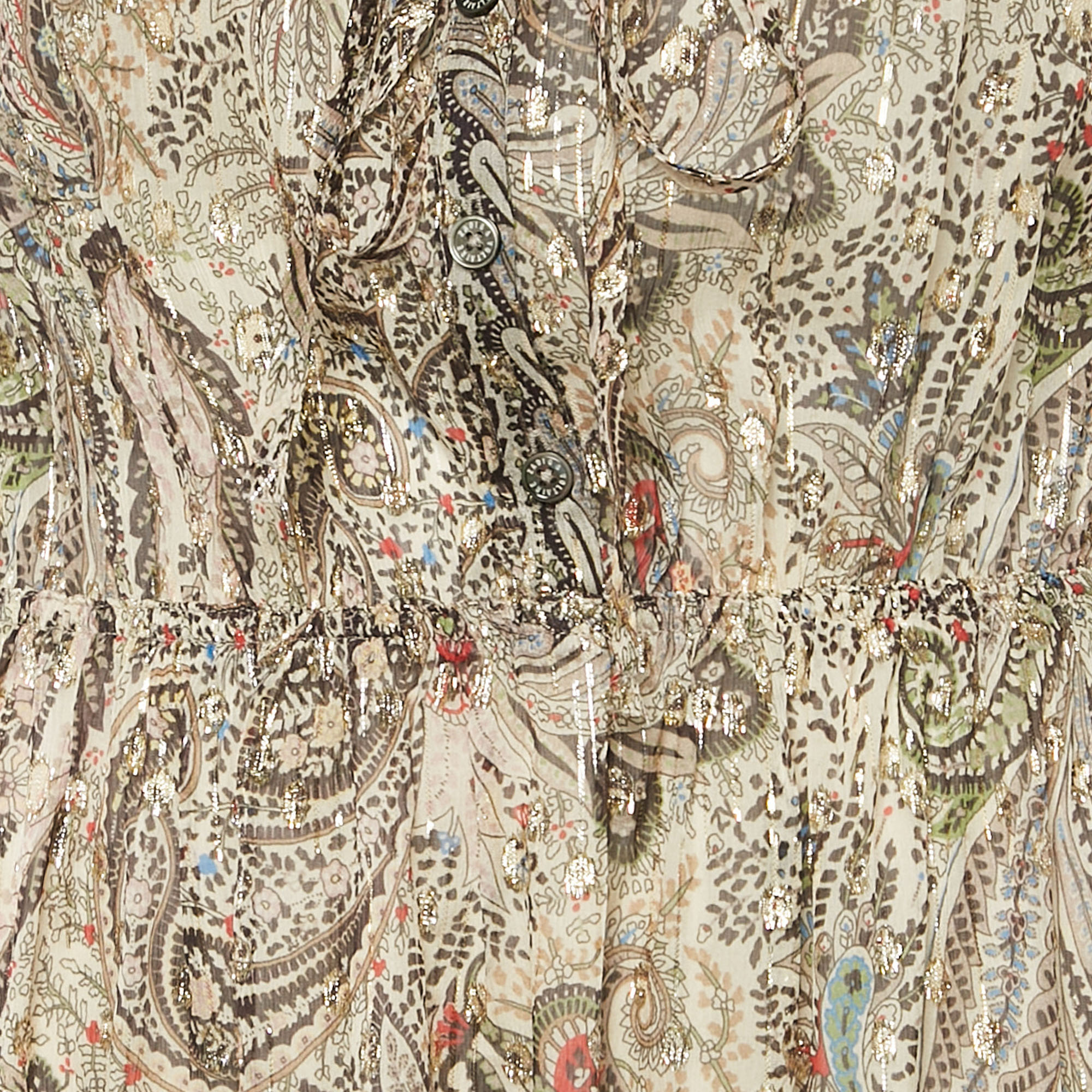 Zadig & Voltaire Multicolor Printed Silk Lurex Long Reeva Peacock Dress S 