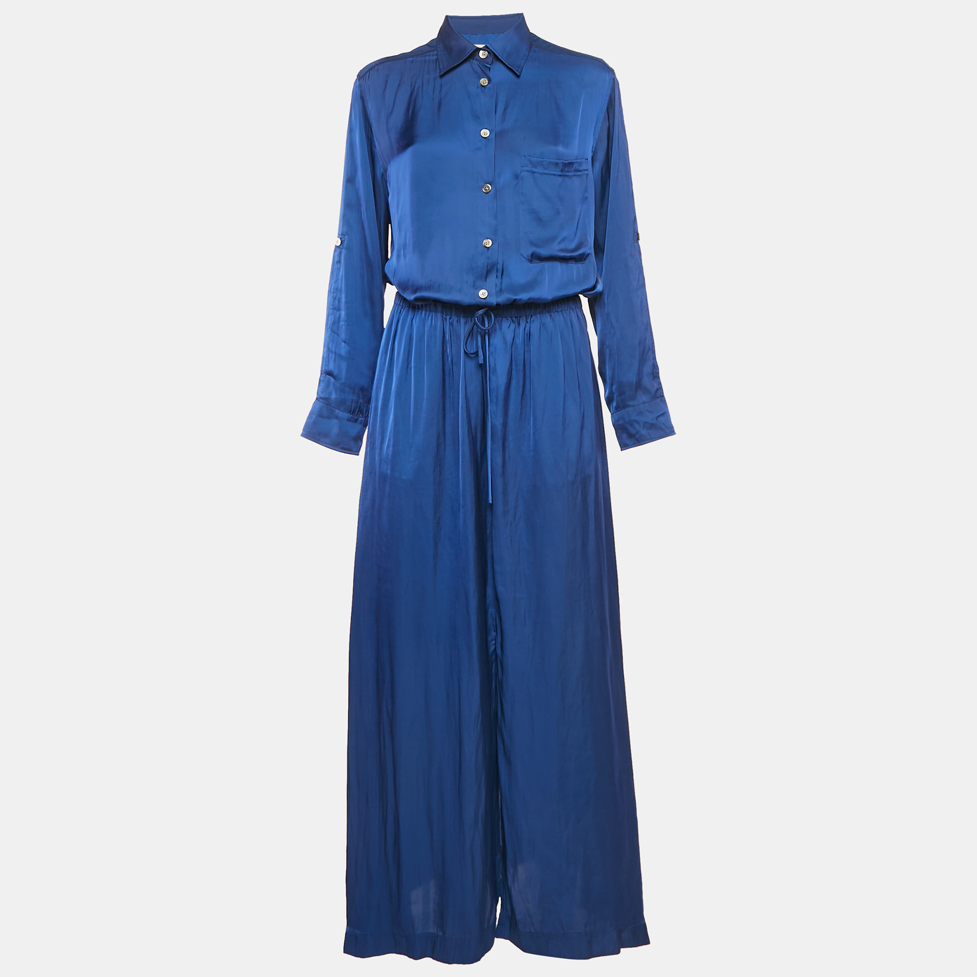 

Zadig & Voltaire Blue Satin Radial Maxi Dress M