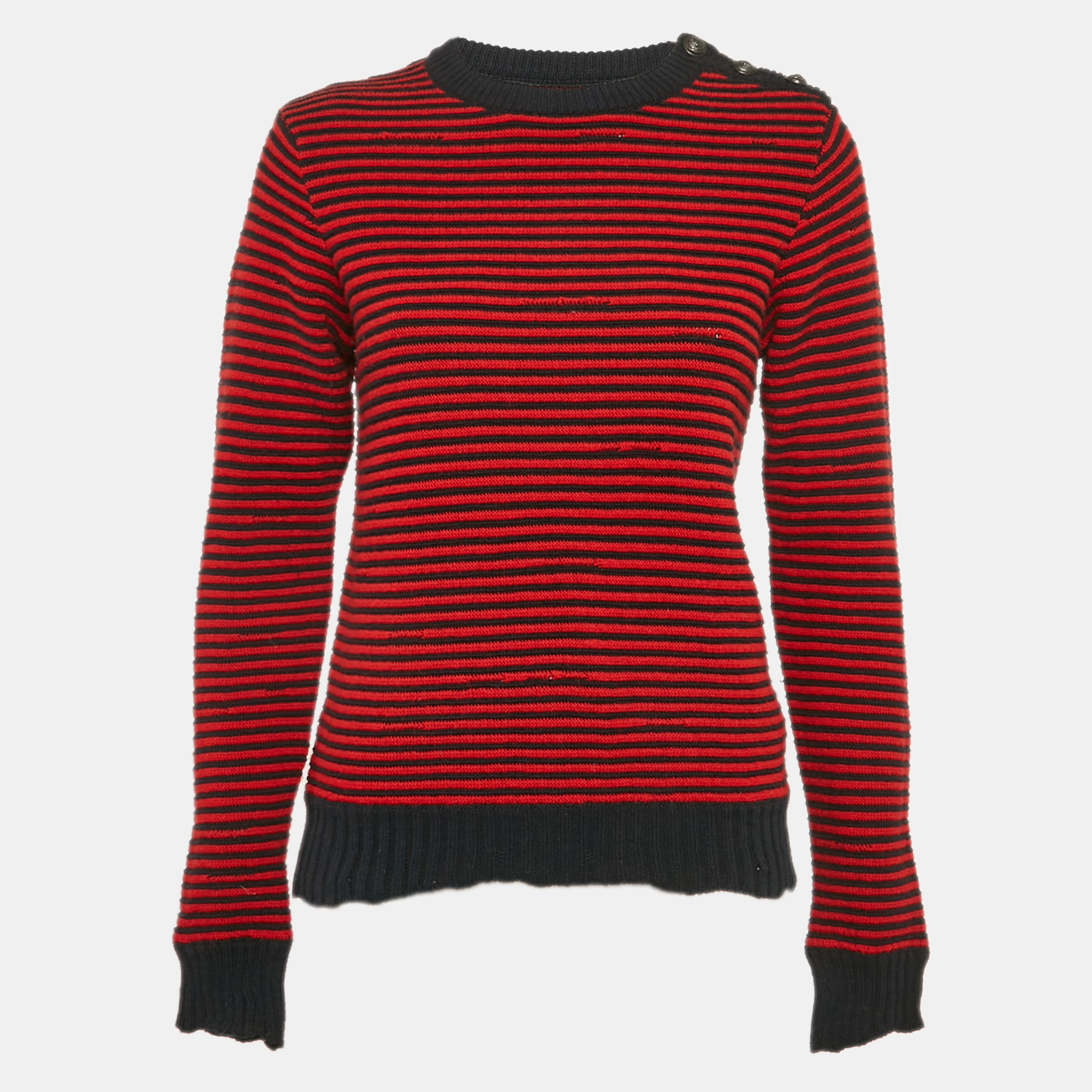 

Zadig & Voltaire Red/Blue Stripe Wool Knit Crewneck Sweater XS