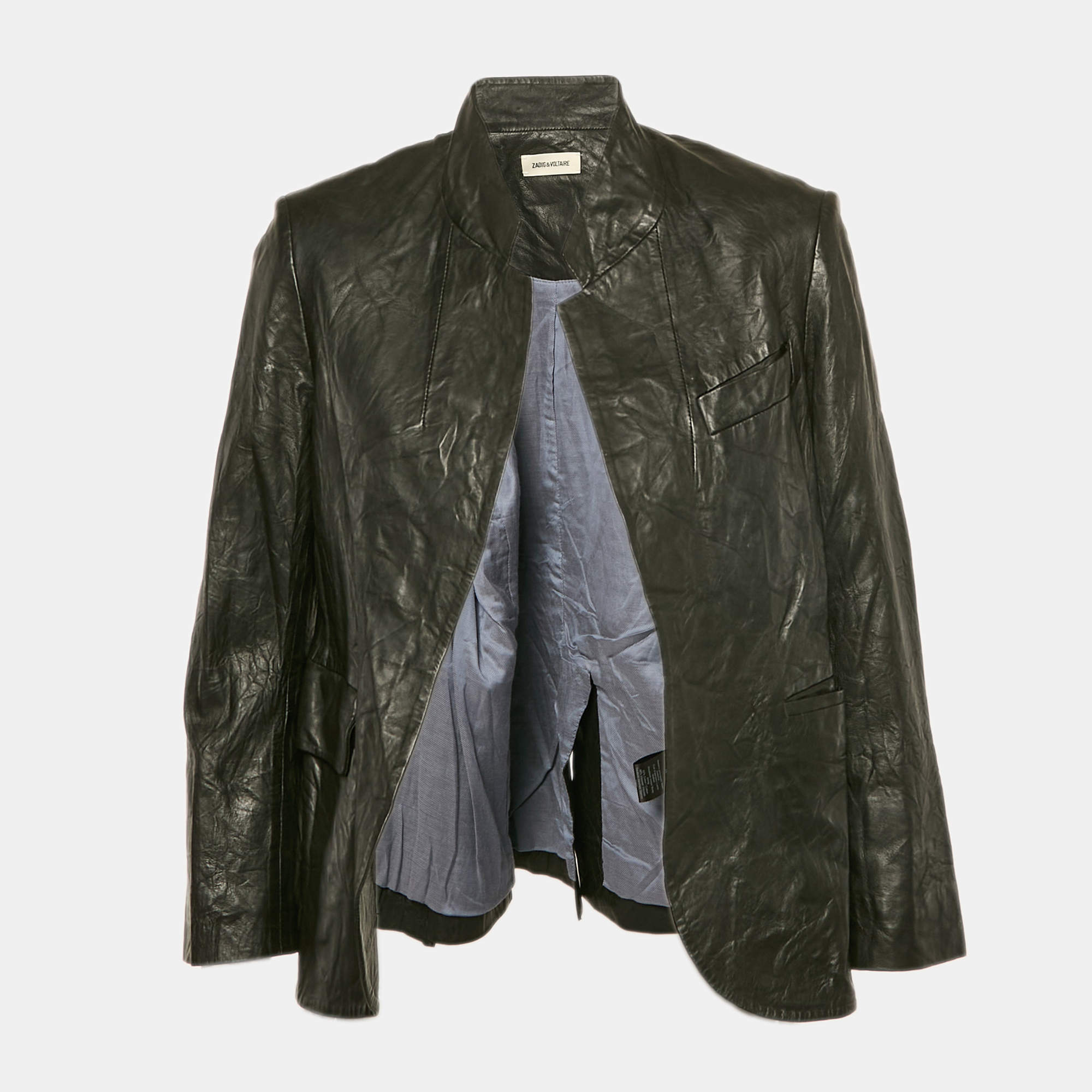 

Zadig & Voltaire Black Crinkled Leather Verys Cuir Jacket M