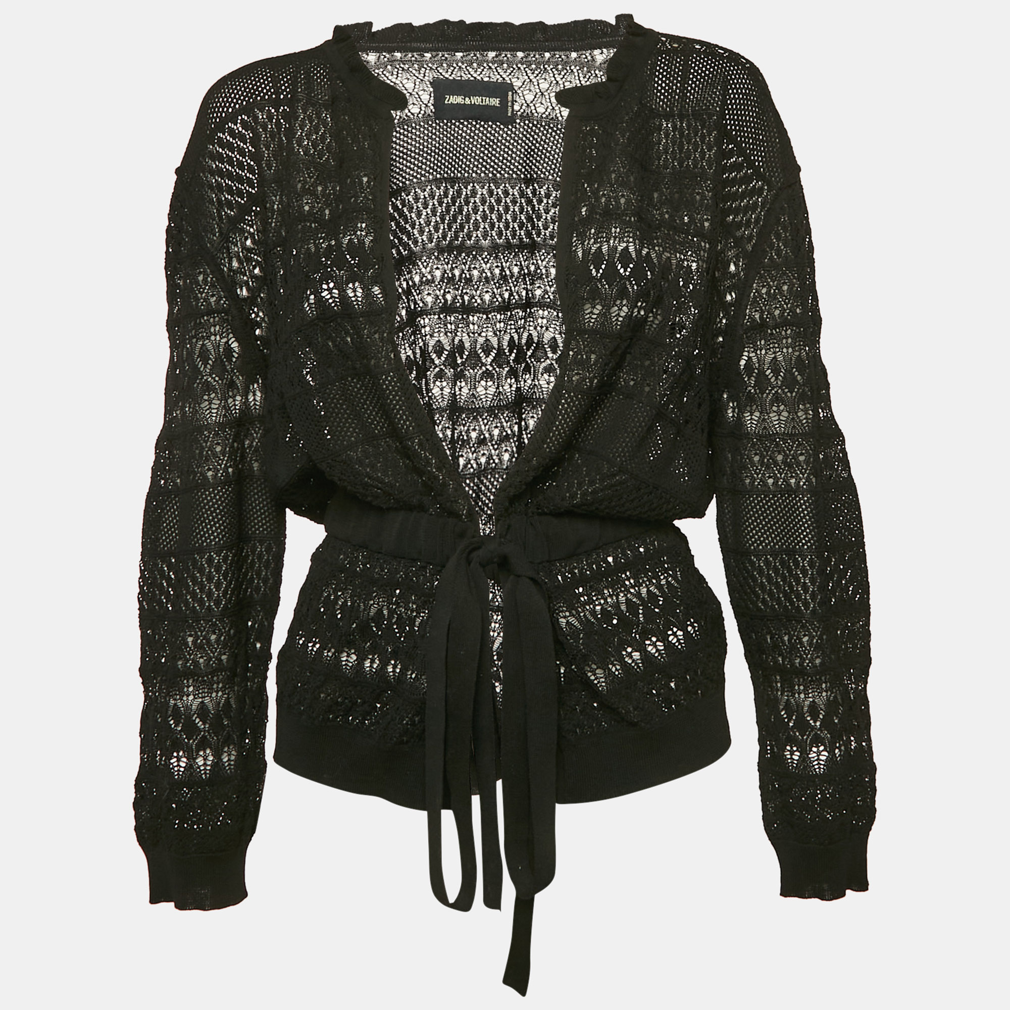 

Zadig & Voltaire Black Patterned Knit Maddie Cardigan S