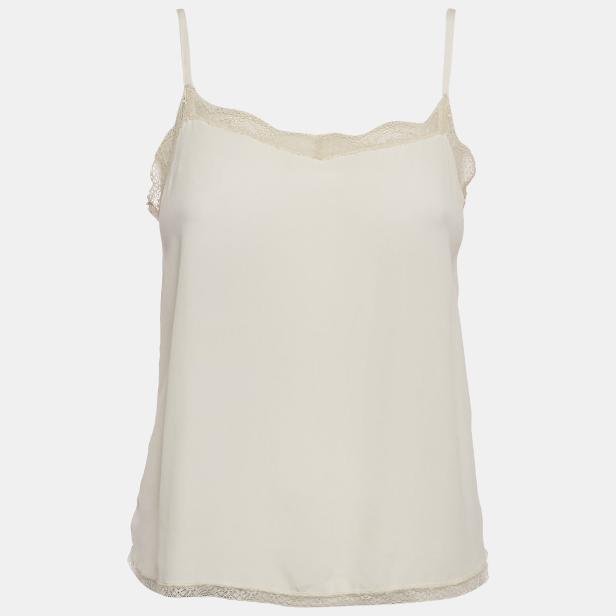 

Zadig & Voltaire White Silk Lace Trimmed Camisole S