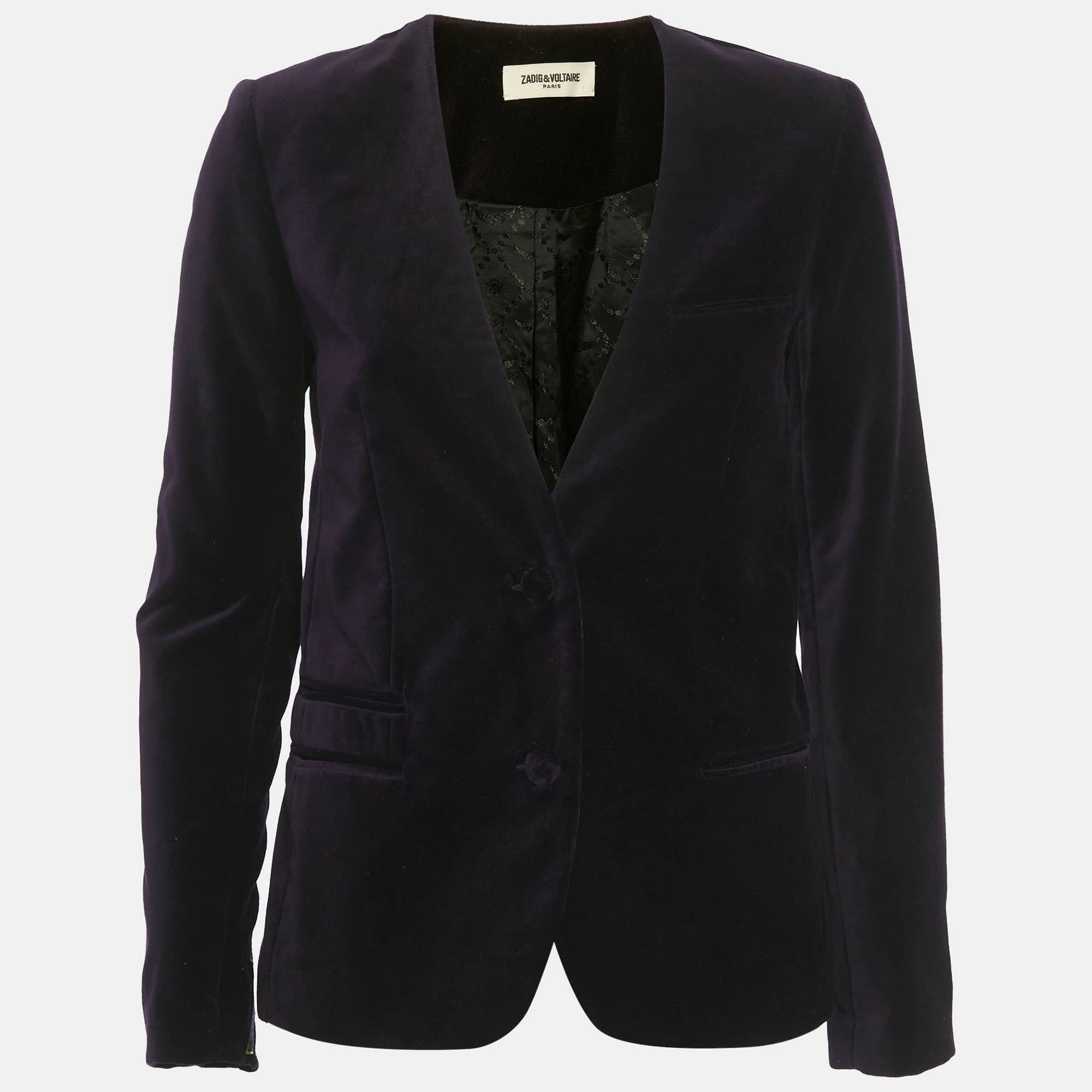 

Zadig & Voltaire Purple Embroidered Velvet Vadim Blazer S