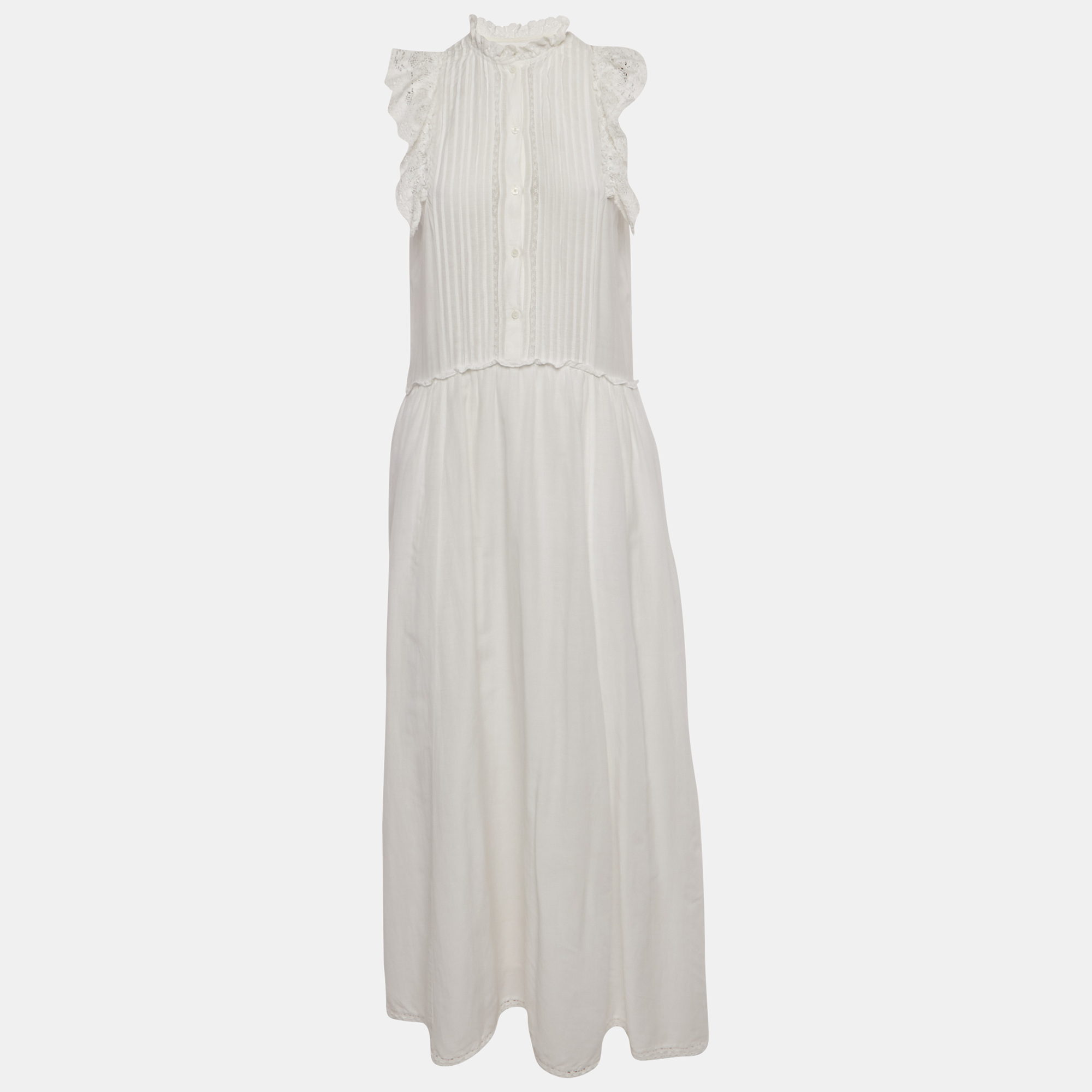 

Zadig & Voltaire White Cotton Blend Lace Detail Maxi Dress M