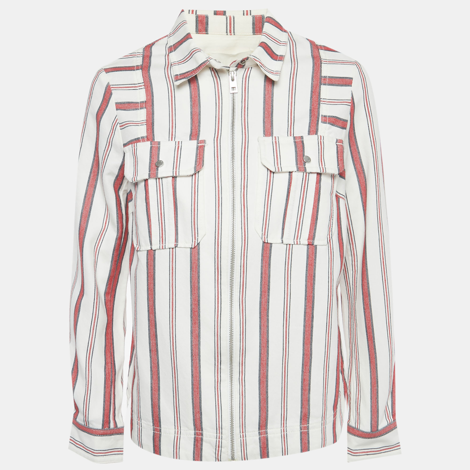 

Zadig & Voltaire White Striped Cotton Tach Raye Jacket S