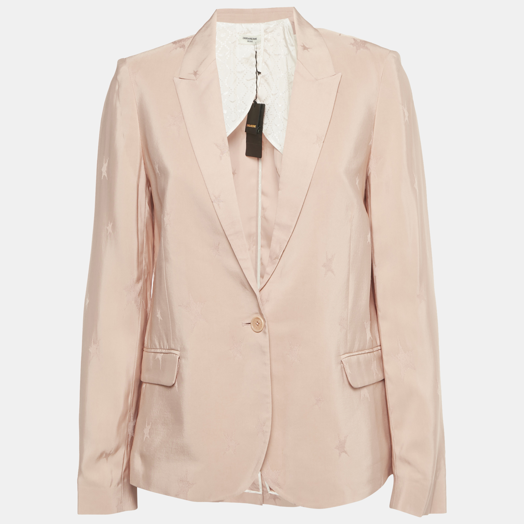 Pre-owned Zadig & Voltaire Pink Star Patterned Crepe Victor Jacq Blazer S