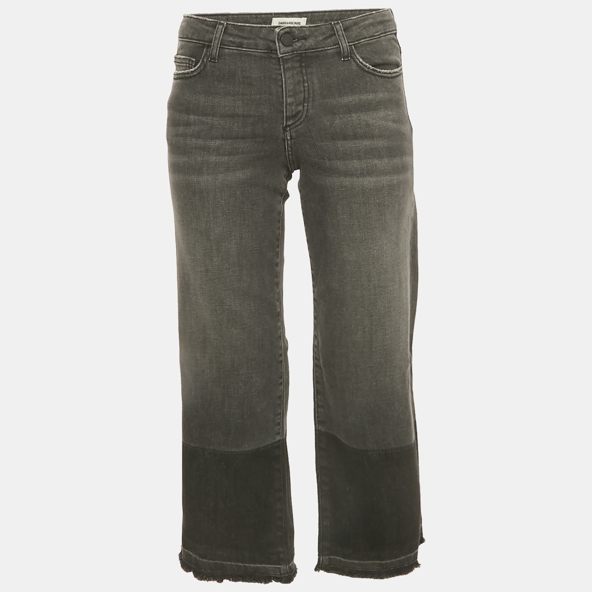 Pre-owned Zadig & Voltaire Grey Washed Denim Bay Gris Jeans M/waist 28" In Gray