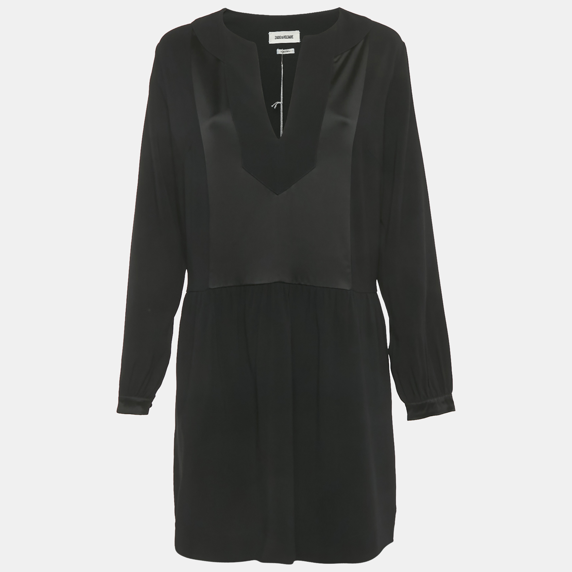 

Zadig & Voltaire Black Crepe & Satin Trim Mini Dress L