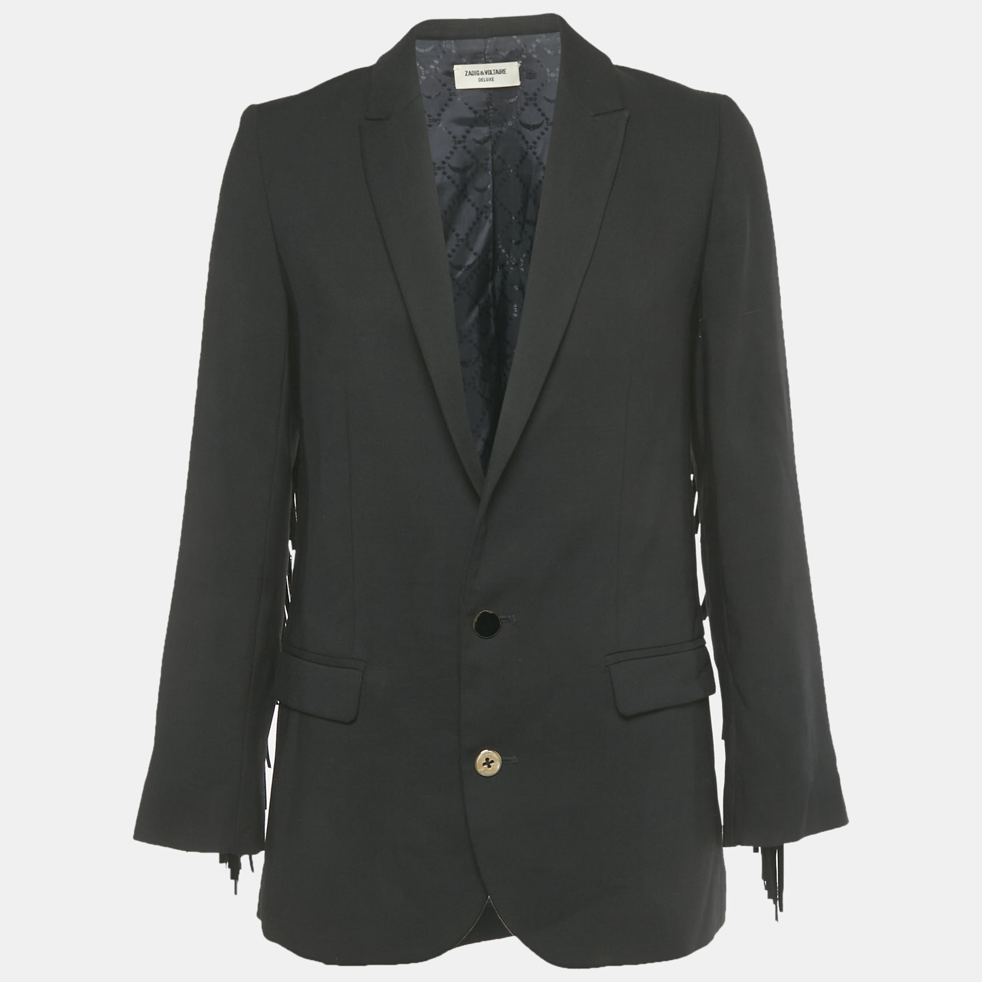 Pre-owned Zadig & Voltaire Deluxe Black Viva Frange Blazer S