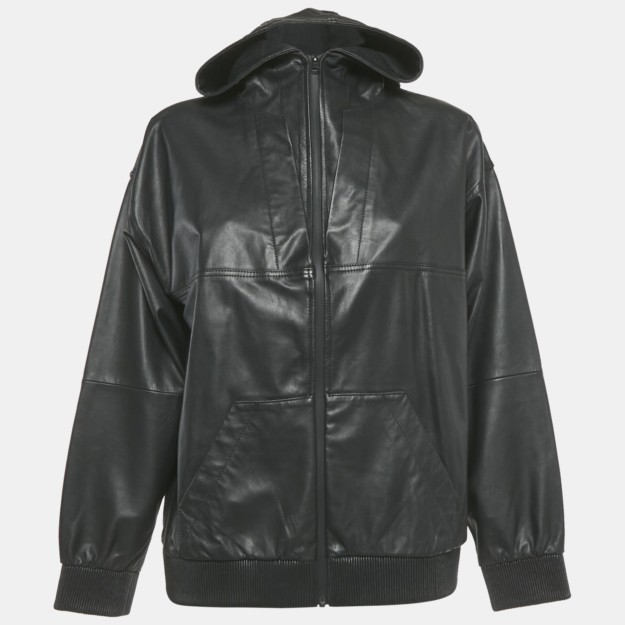 

Zadig & Voltaire Black Leather Zip-Up Hoodie S