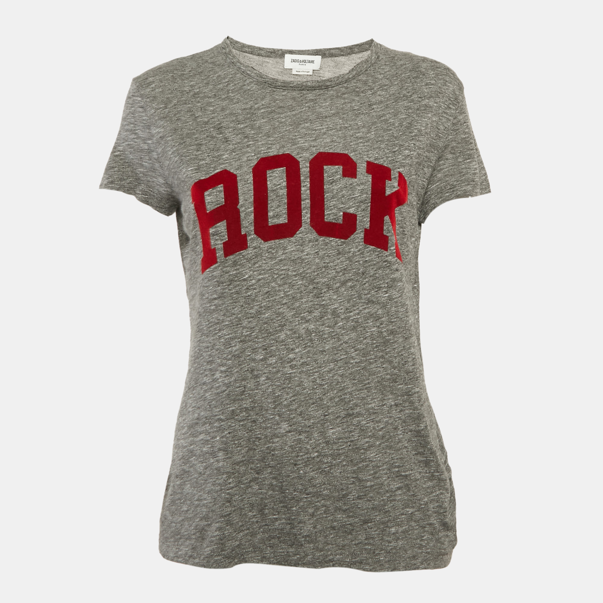 

Zadig & Voltaire Grey Flocked Jersey Walk Chine Rock T-Shirt XS
