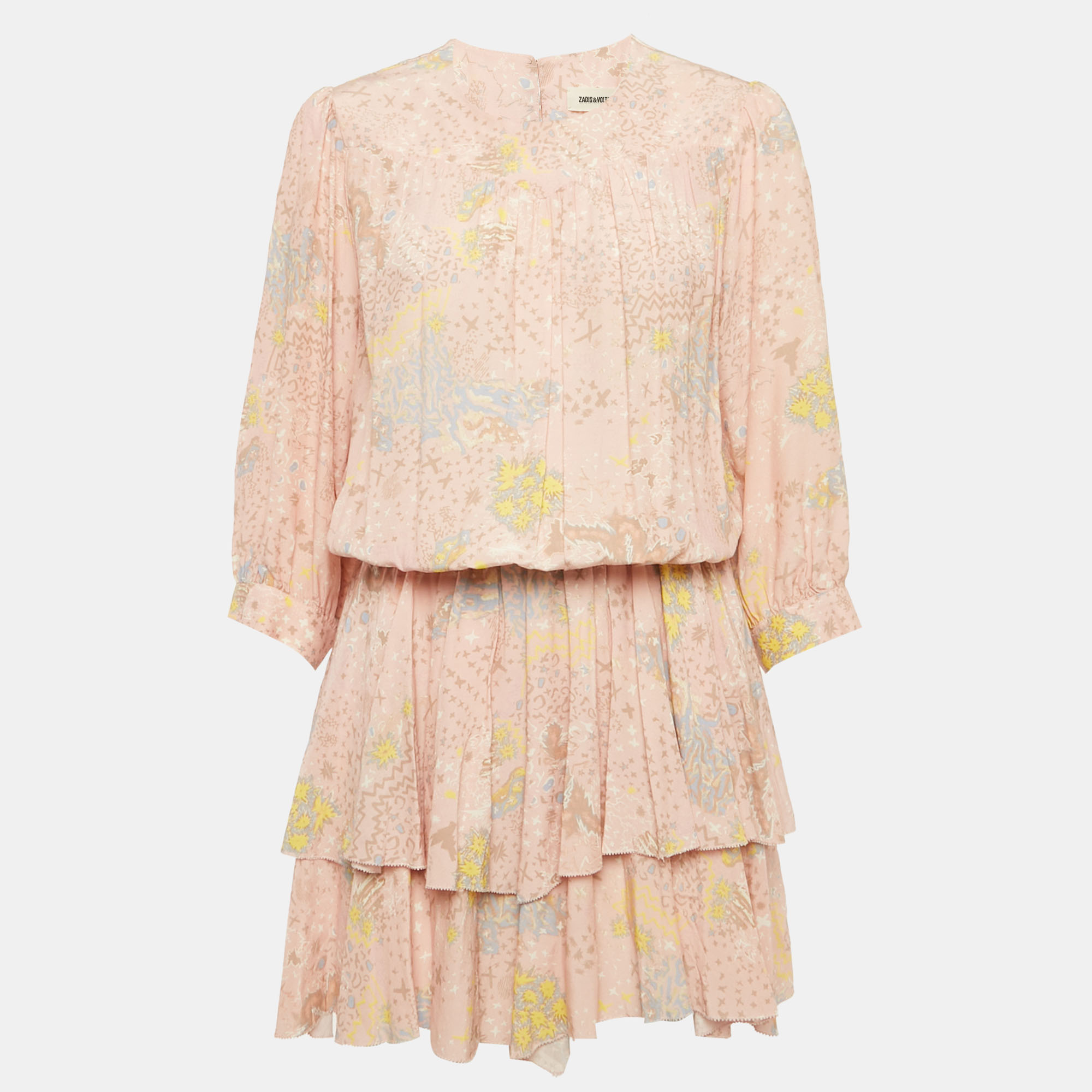 

Zadig & Voltaire Light Orange Rooka Print Silk Blend Glam Rock Mini Dress L