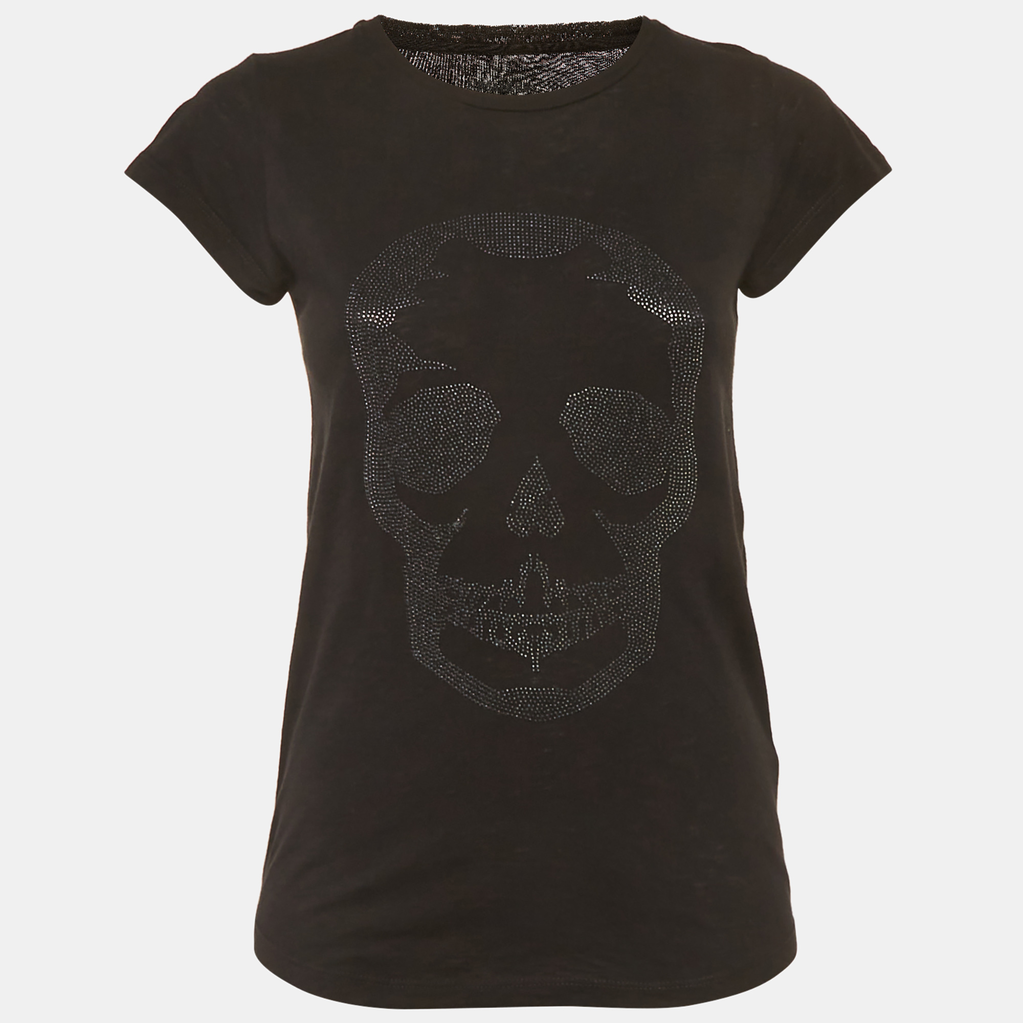 

Zadig & Voltaire Black Jersey Skinny Skull Studs T-Shirt S