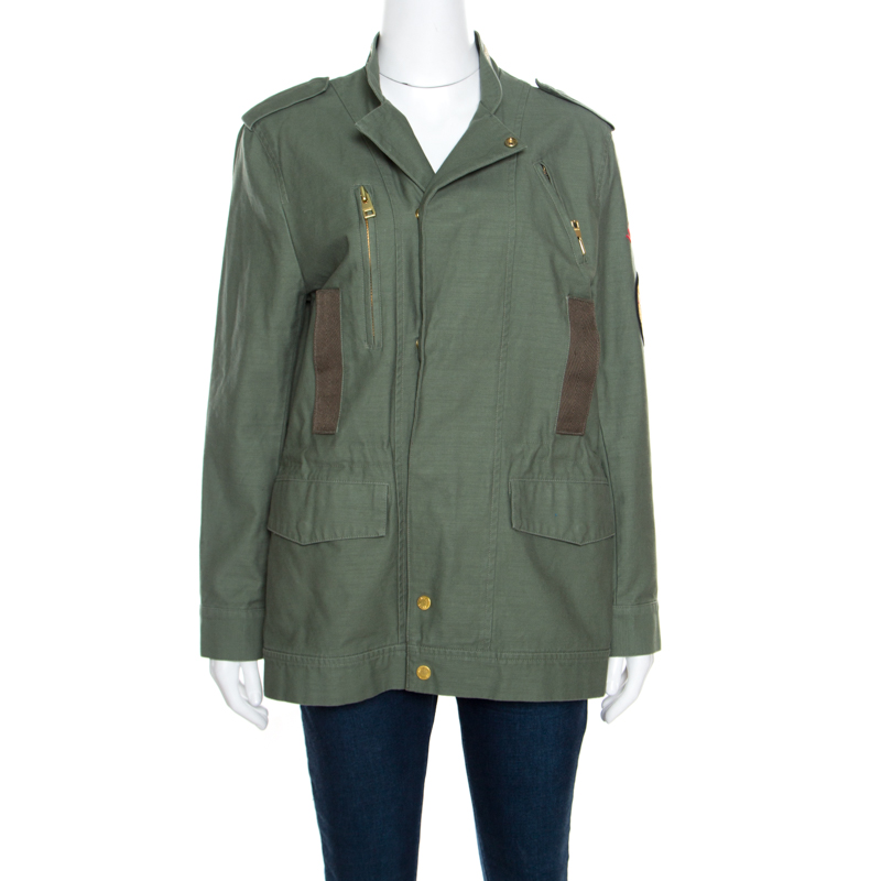 Zadig and Voltaire Military Green Applique Detail Karma Spi Jacket M