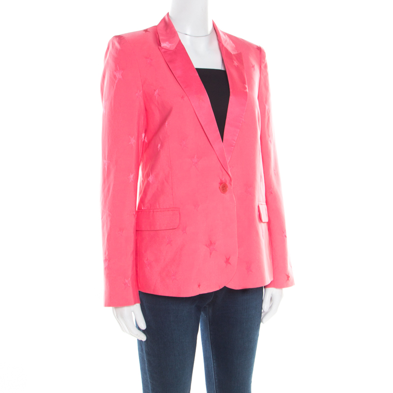 

Zadig and Voltaire Deluxe Rose Pink Victor Star Jacquard Tailored Blazer