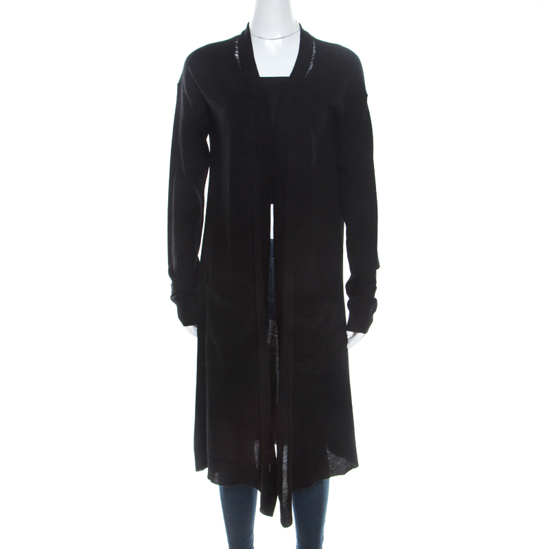 Pre Owned Zadig & Voltaire Black Merino Wool Romy Long Cardigan M