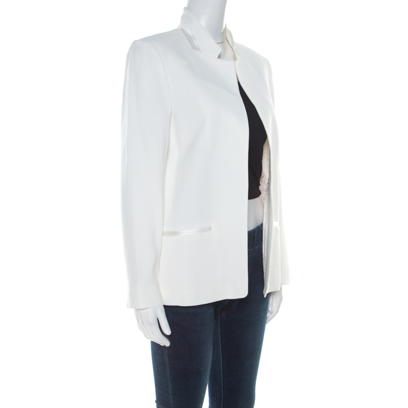 

Zadig and Voltaire Deluxe White Crepe Open Front Volly Blazer