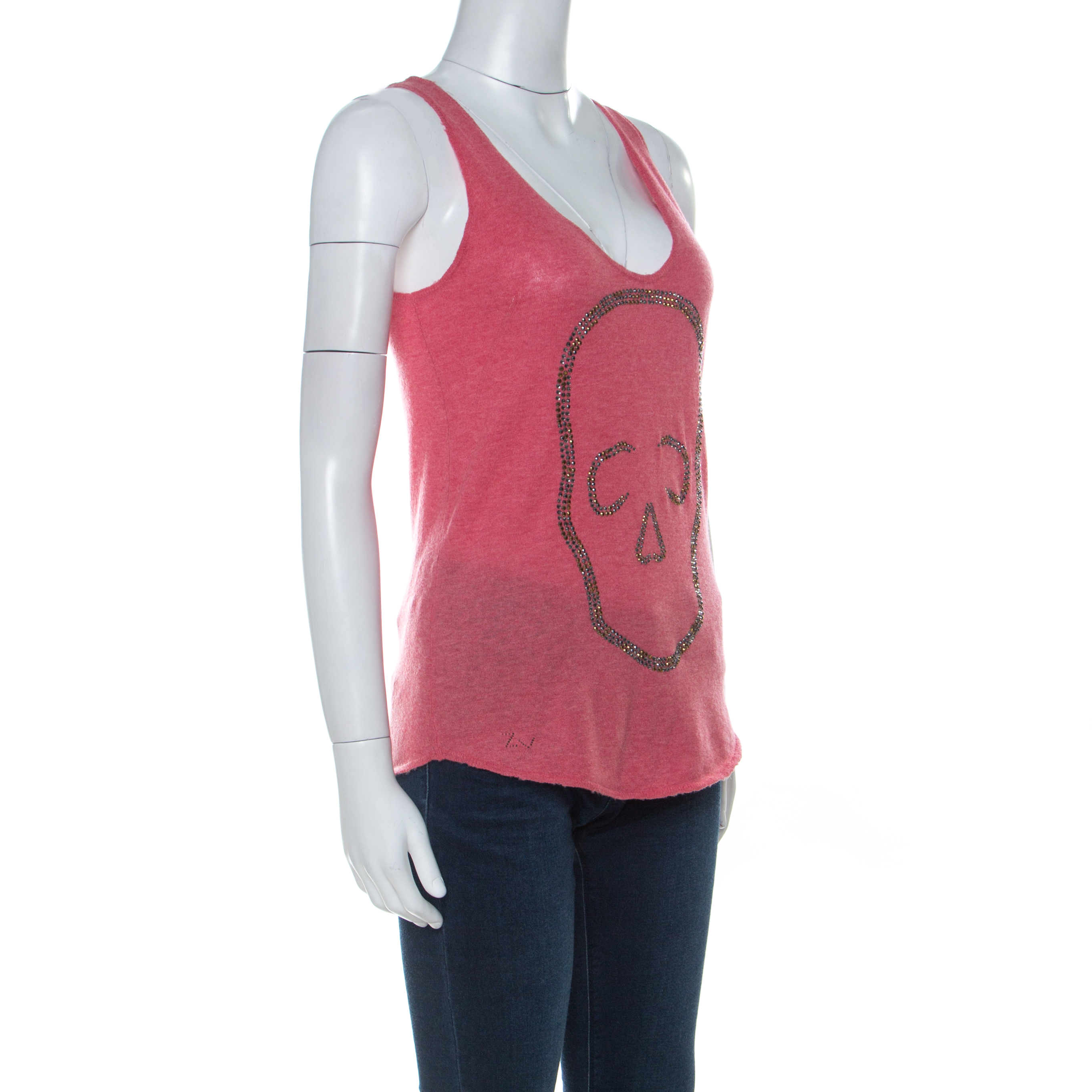 

Zadig and Voltaire Washed Red Cashmere Skull Embellished Vest