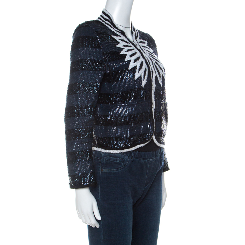 

Zadig and Voltaire Navy Blue Striped Vijou Sequins Deluxe Blazer