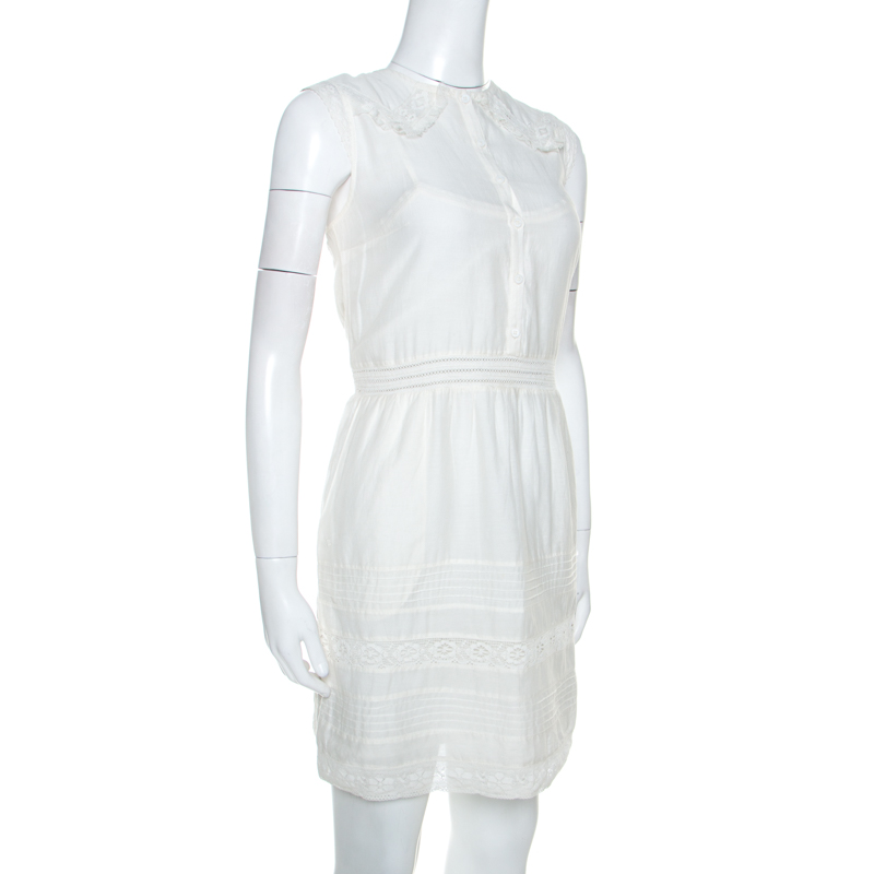 

Zadig and Voltaire White Cotton Lace Detail Sleeveless Dress