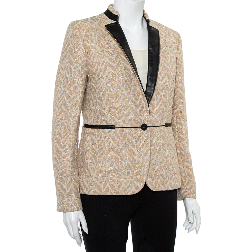 

Zadig and Voltaire Beige Lurex Detail Leather Trim Detail Victana Deluxe Blazer