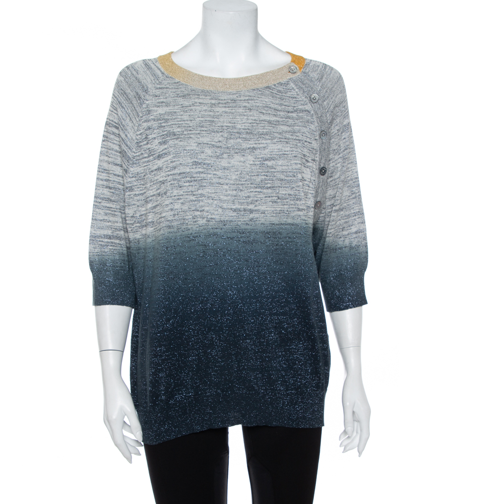 Pre-owned Zadig And Voltaire Zadig & Voltaire Ombre Lurex Rib Knit Just Sweater L In Grey