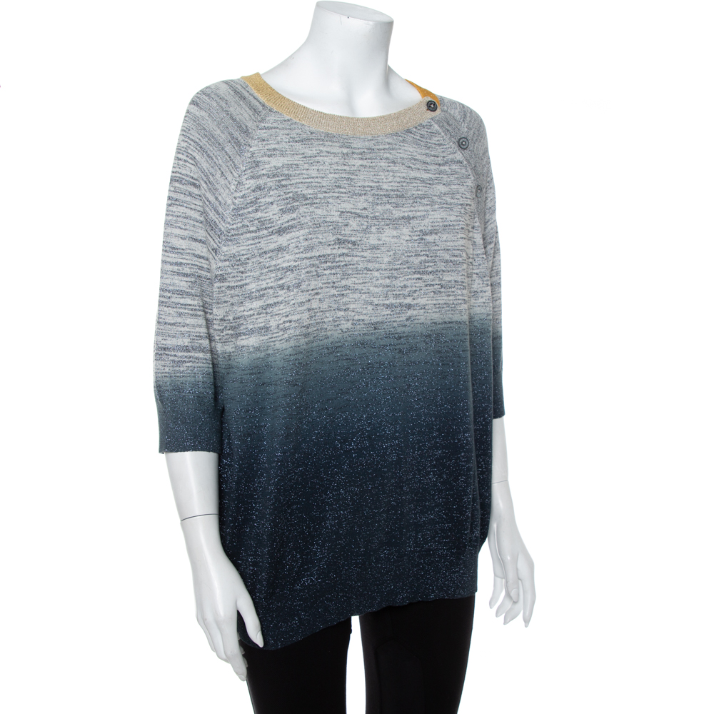 

Zadig & Voltaire Ombre Lurex Rib Knit Just Sweater, Grey