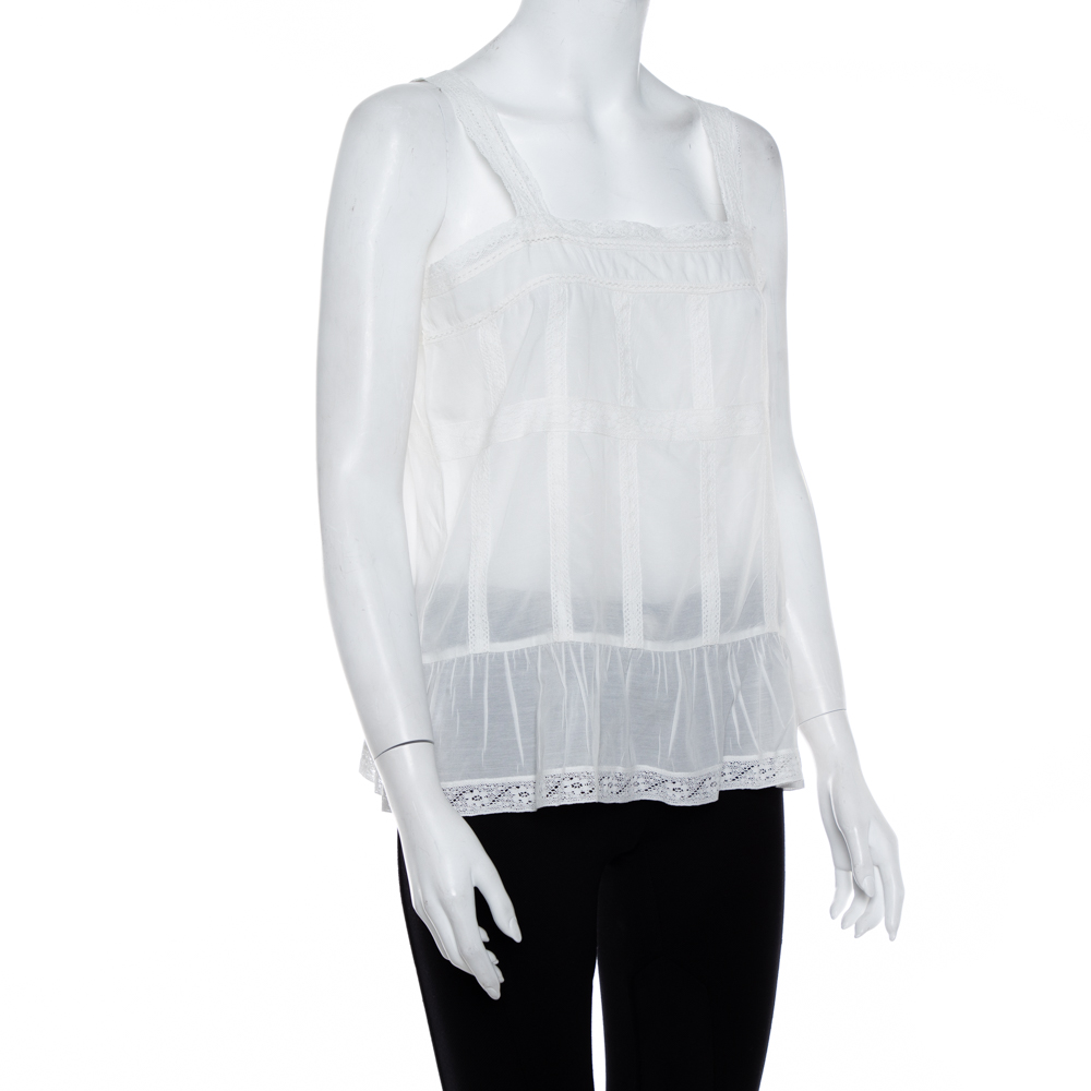 

Zadig & Voltaire White Cotton Voile Teacup Lace Top