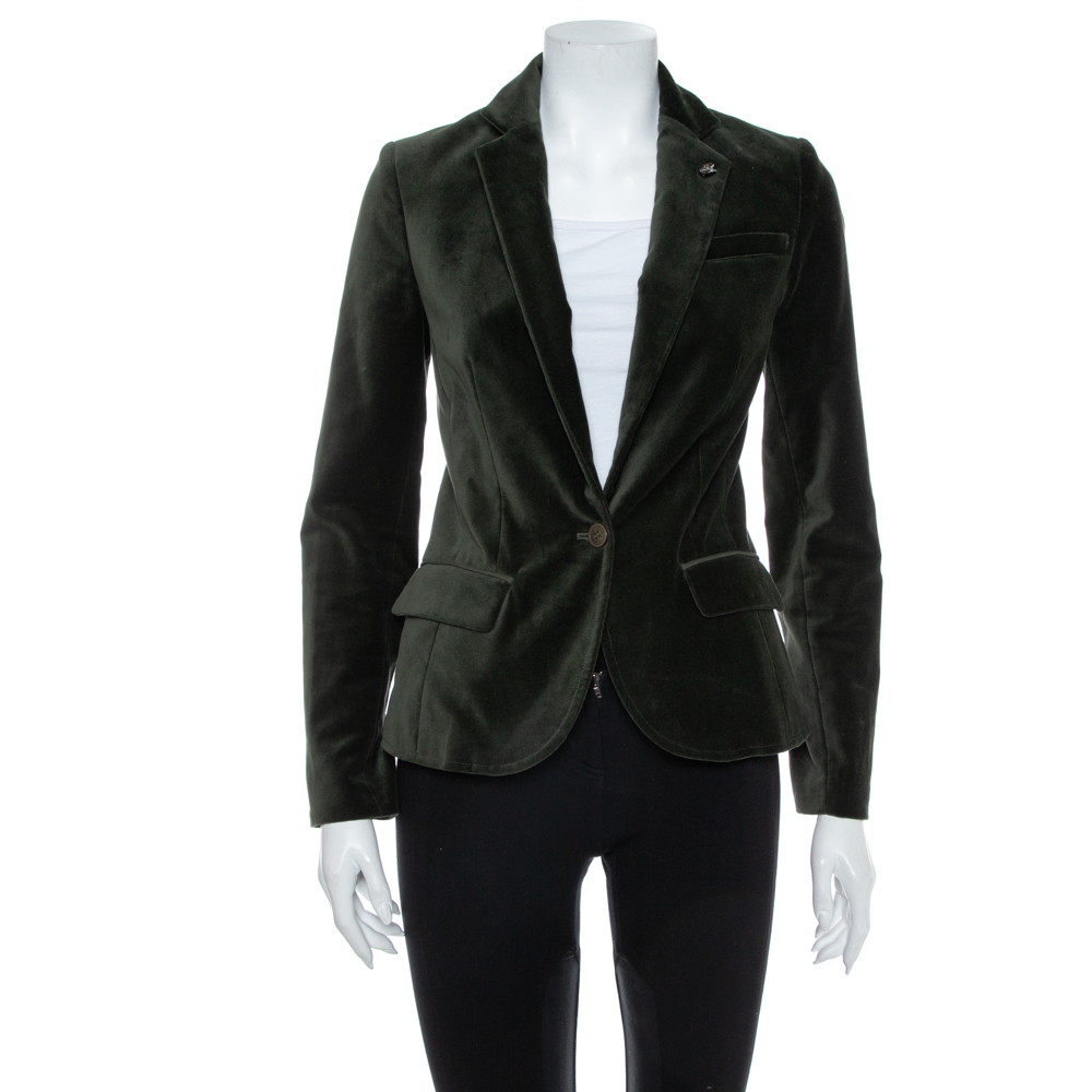 Pre-owned Zadig And Voltaire Green Velvet Button Front Vero Blazer S