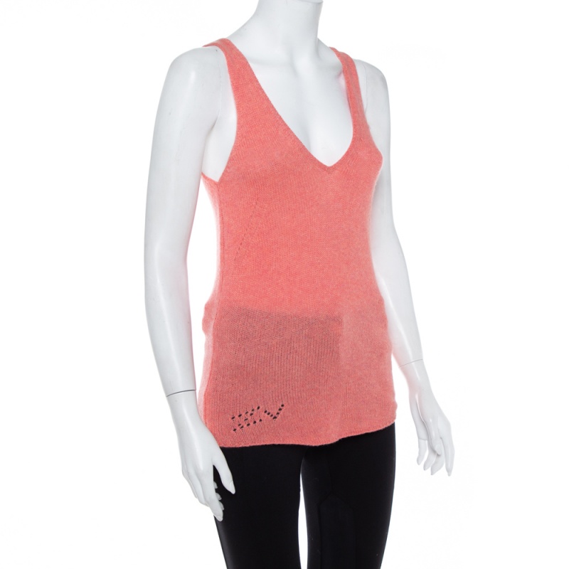 

Zadig & Voltaire Pink Cashmere Butterfly Embellished Tank Top