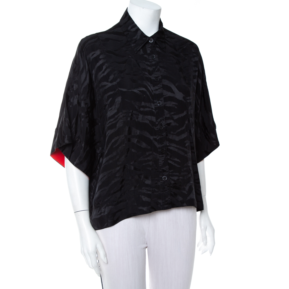 

Zadig & Voltaire Black Silk Jacquard Button Front Shirt