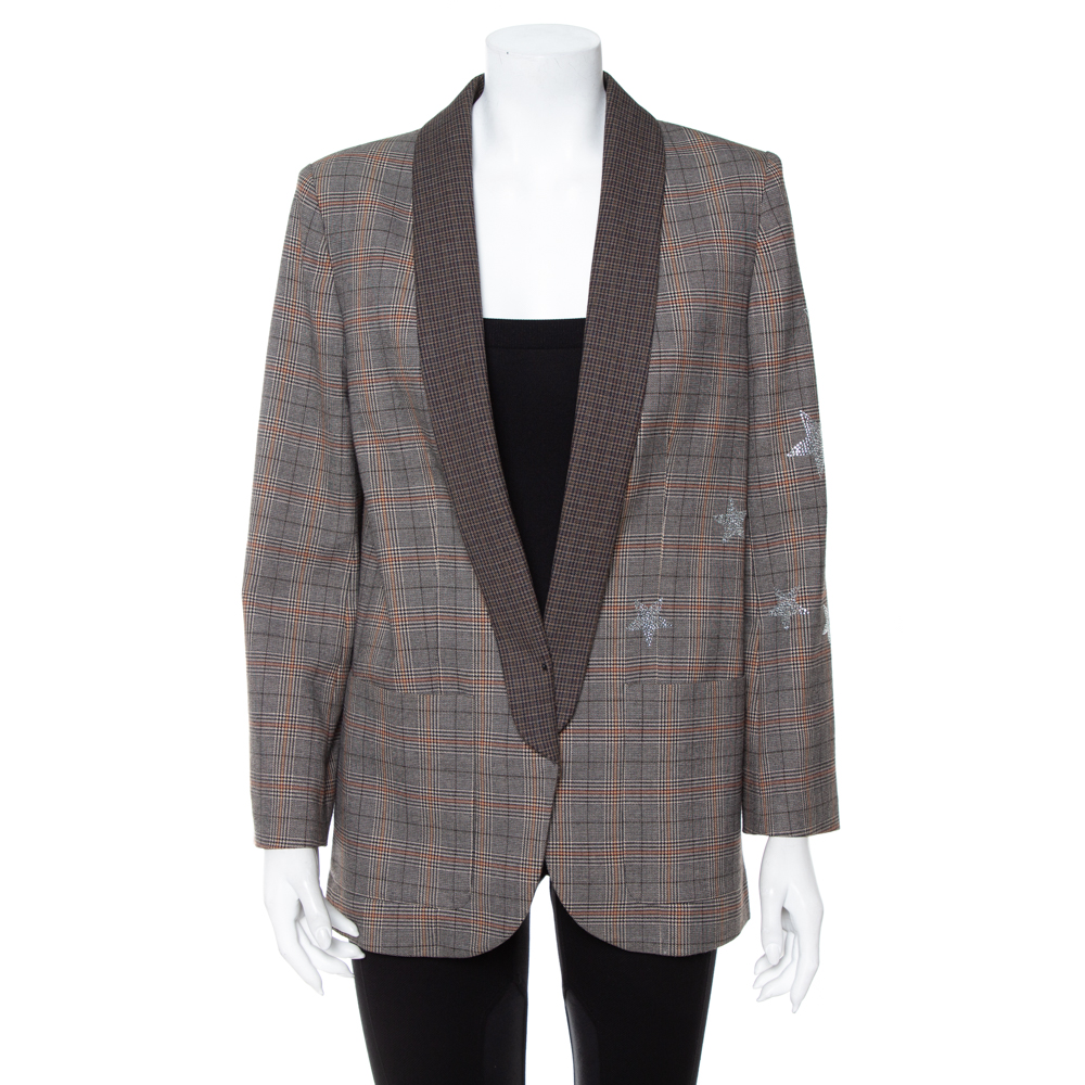 Pre-owned Zadig And Voltaire Zadig & Voltaire Brown Wool Blend Verdun Mix Check Patterned Blazer M