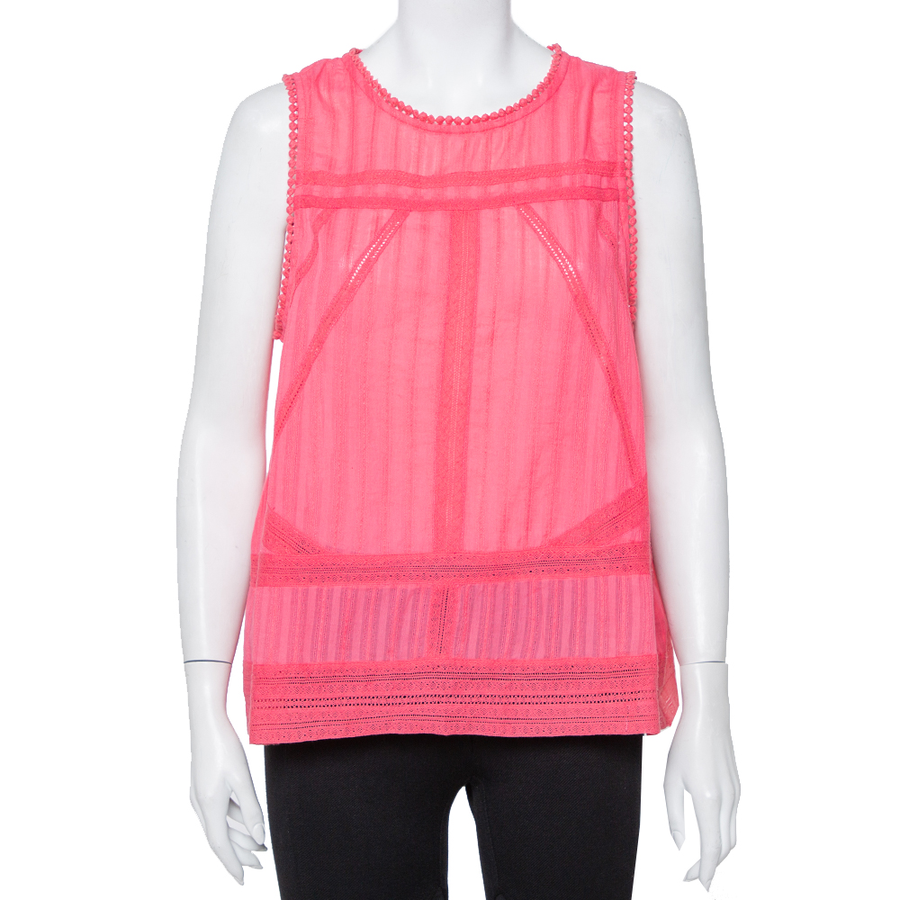 Pre-owned Zadig And Voltaire Pink Cotton Sleeveless Tank Top L